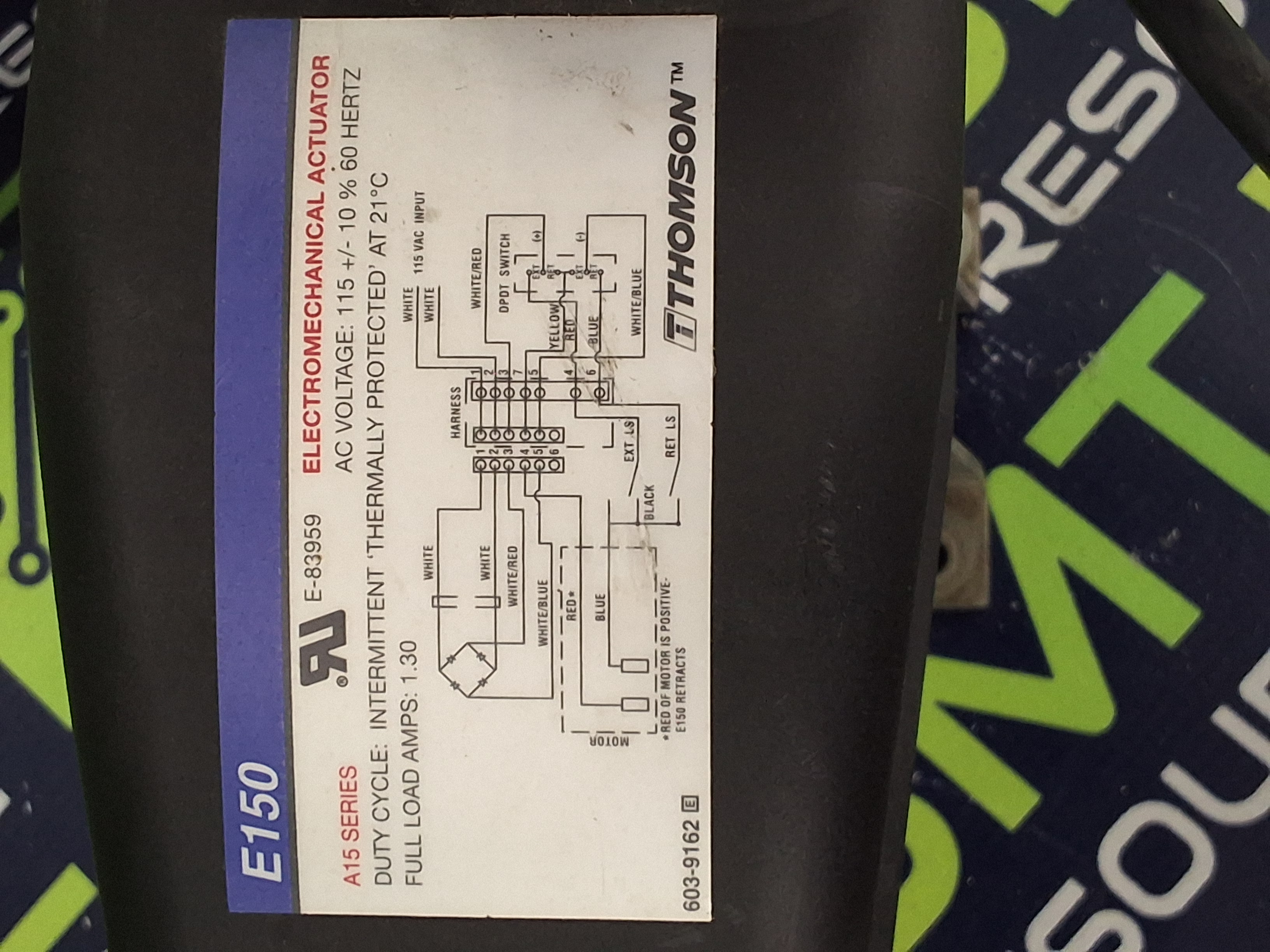 Used THOMSON E150 ELECTROMECHANICAL ACTUATOR A15 SERIES