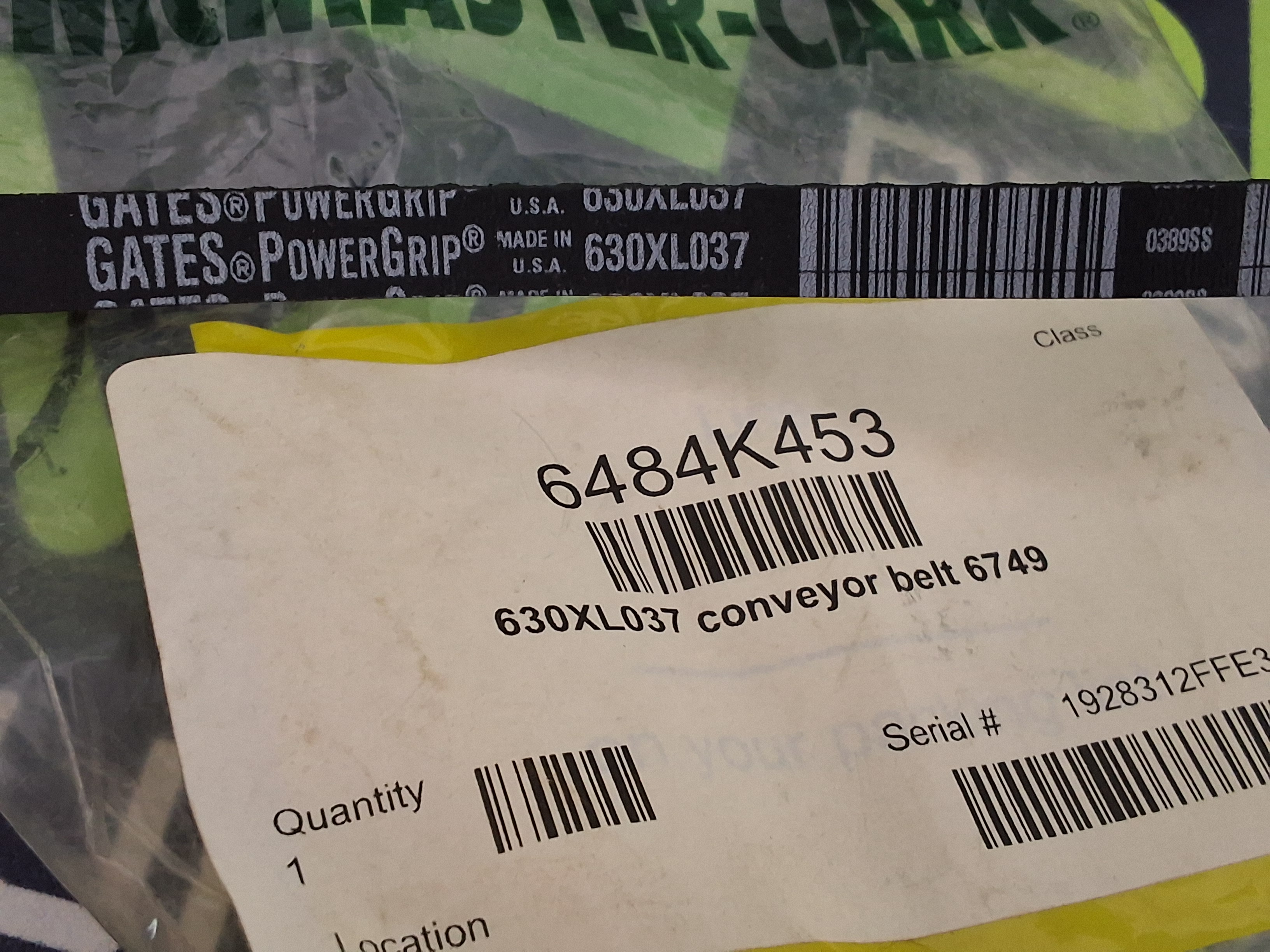 GATES POWERGRIP 630XL037 CONVEYOR / TIMING BELT - LOT OF 2 - BRAND NEW