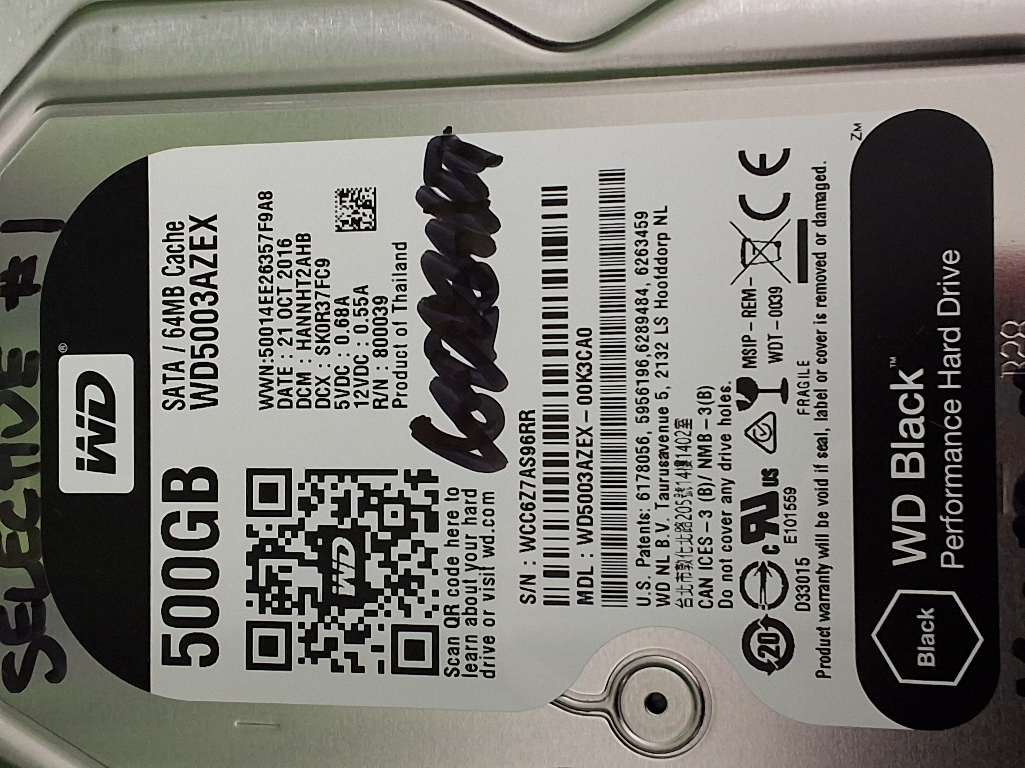 Used WESTERN DIGITAL WD5003AZEX