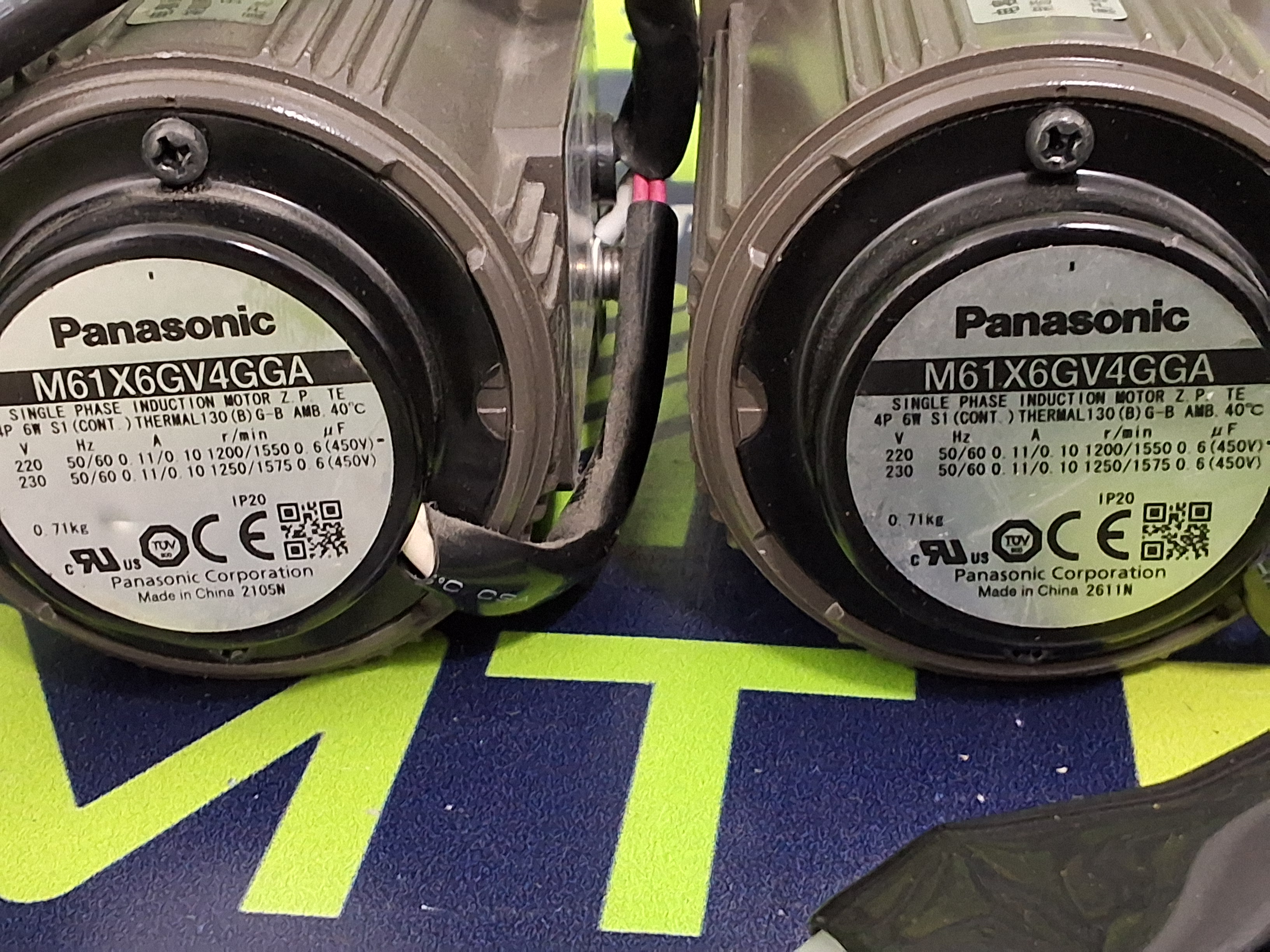 Used PANASONIC M61X6GV4GGA SINGLE PHASE INDUCTION MOTOR WITH PANASONIC MX6G12.5BA GEARHEAD