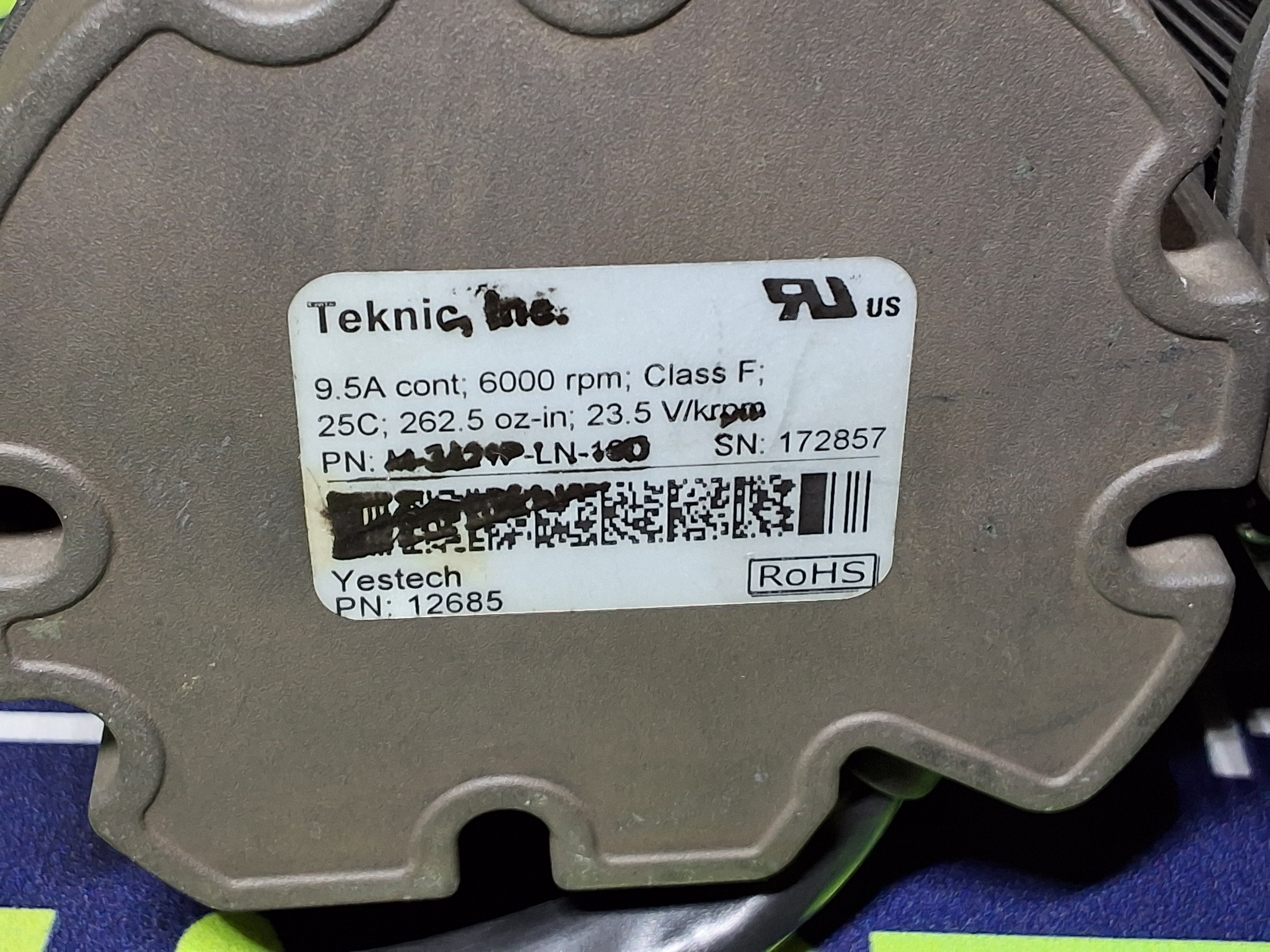 Used TEKNIC YESTECH M-3421P-LN-16D SERVO MOTOR 12685