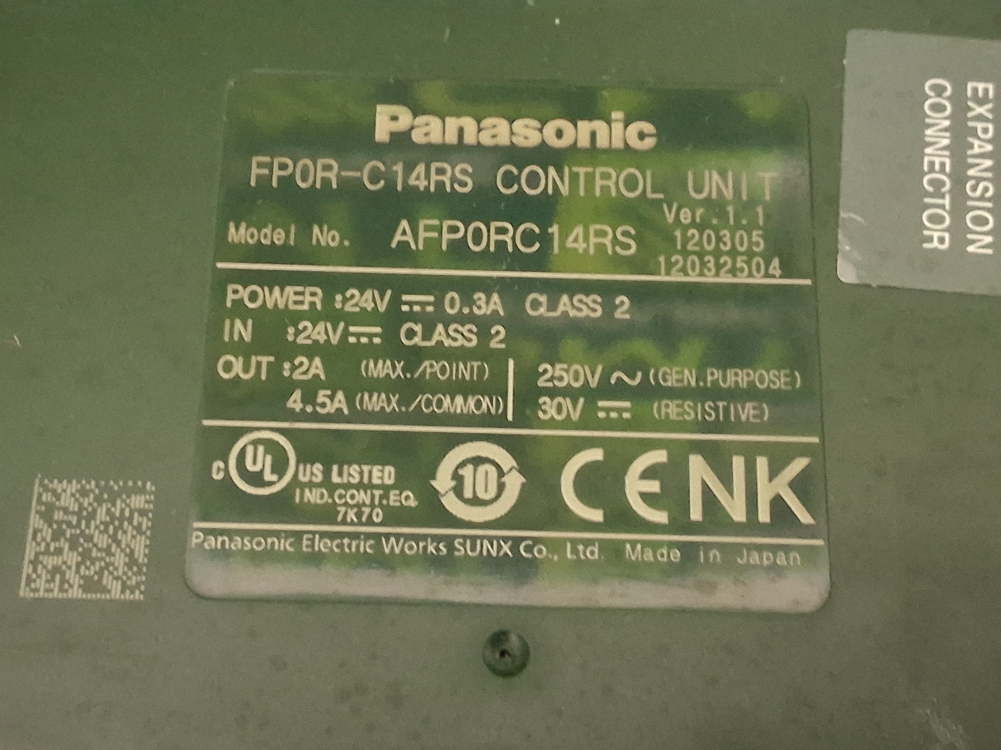 Used PANASONIC FP0R-C14RS PROGRAMMABLE LOGIC CONTROLLER AFP0RC14RS