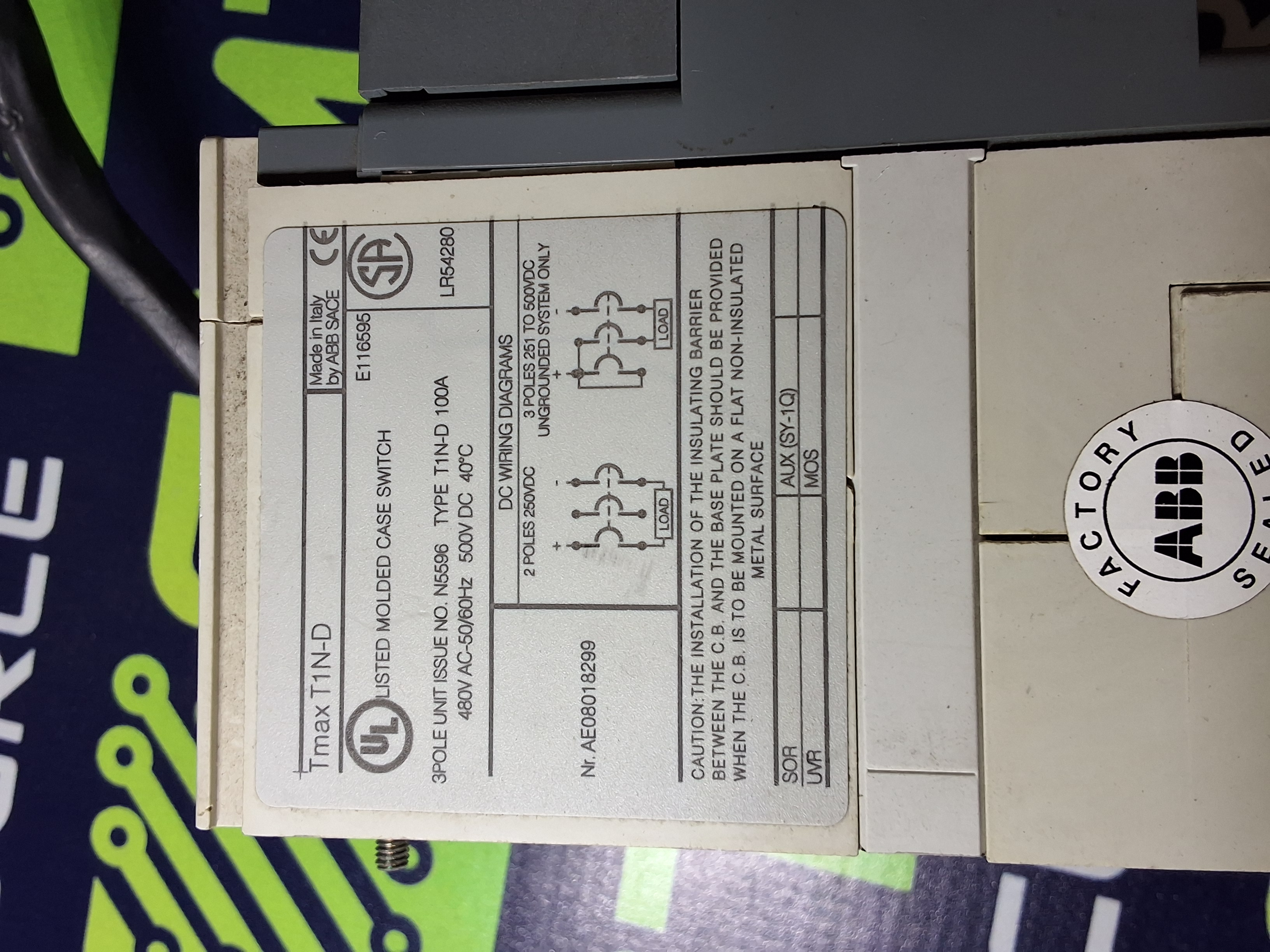 Used ABB TMAX T1N-D CIRCUIT BREAKER ROTARY SWITCH 