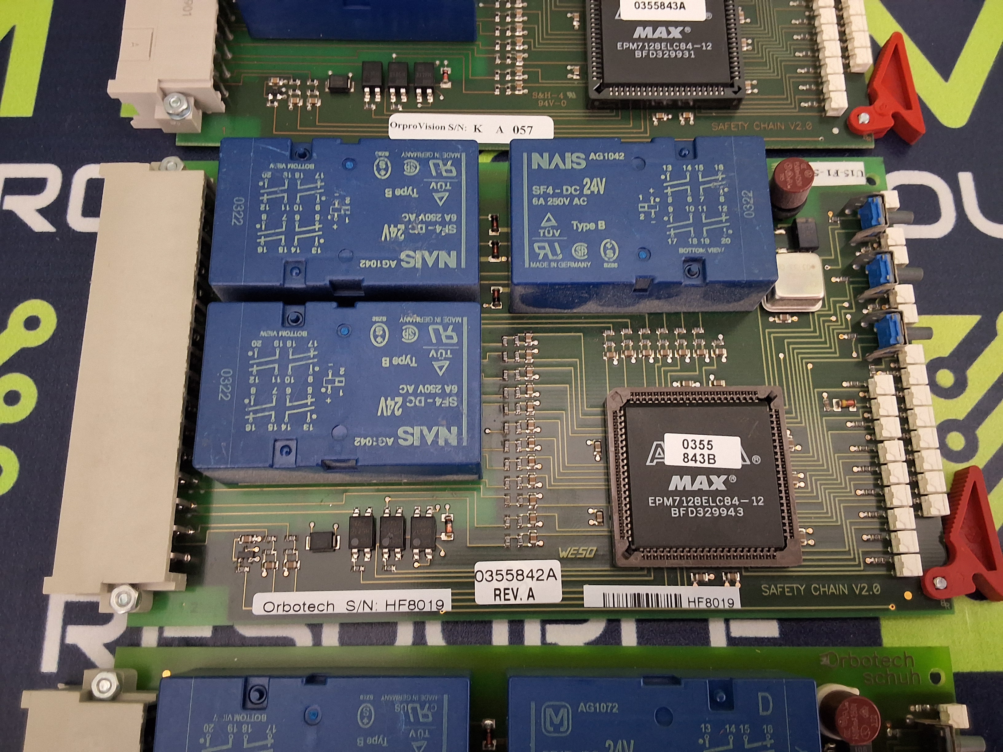 Used ORBOTECH ORPRO VISION 0355842A REV A  SAFETY CHAIN V2.0 CIRCUIT BOARD