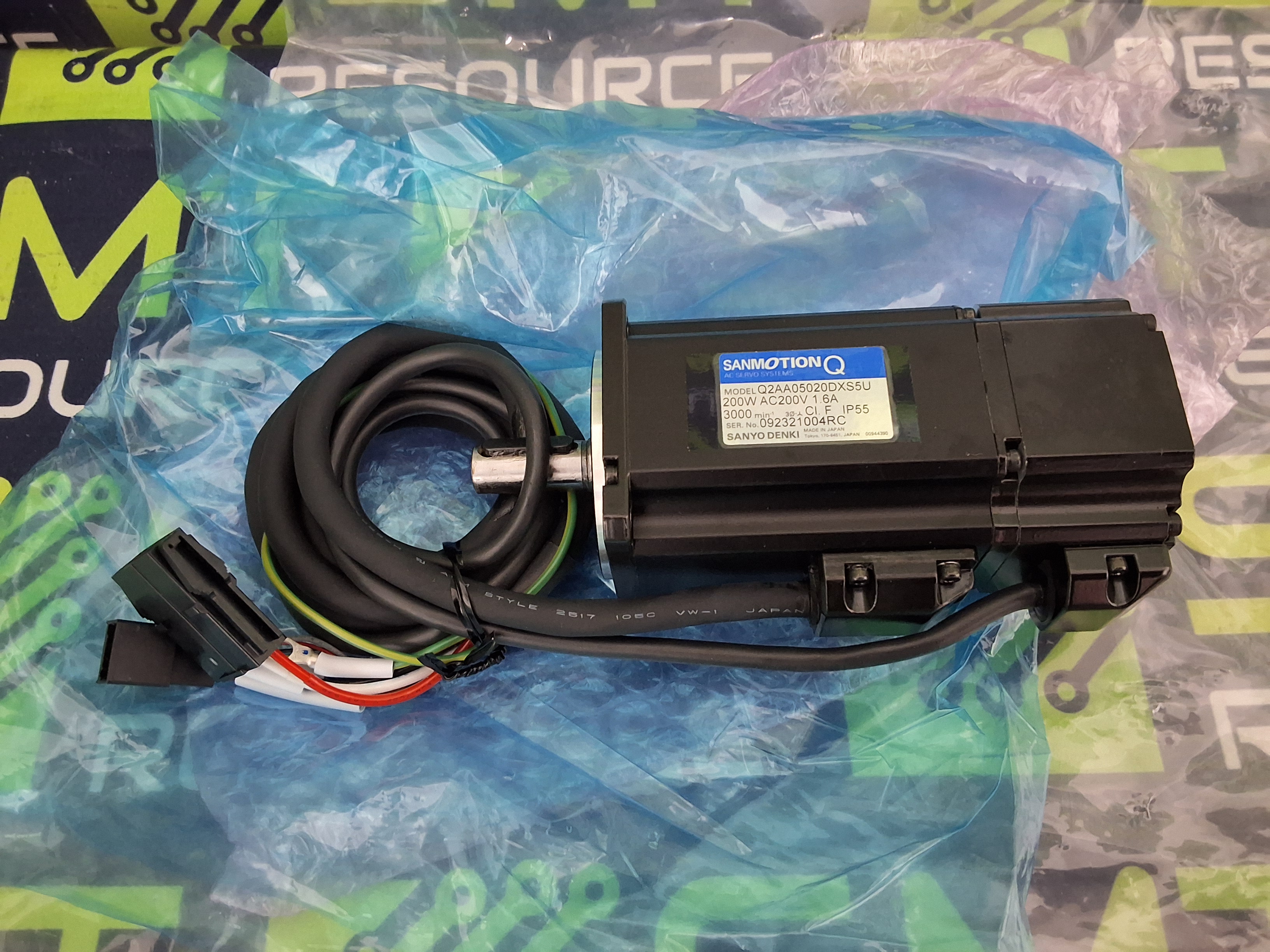 Sanyo Denki Q2AA05020DXS5U AC Servo Motor (Model: Q2AA05020DXS5U