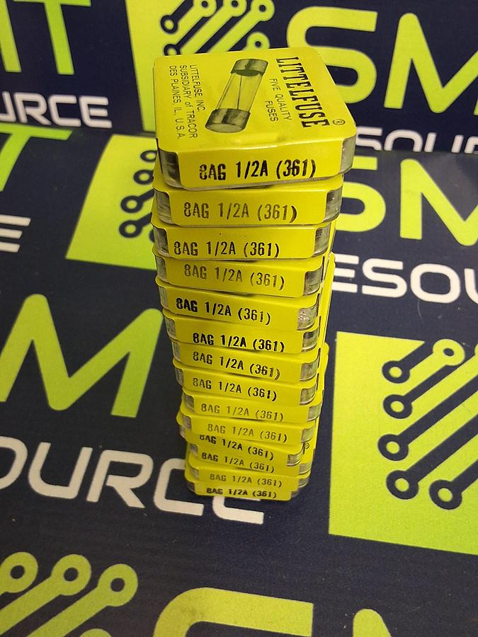 LITTLEFUSE 8AG 1/2A (361) GLASS FUSE - LOT OF 70 - BRAND NEW