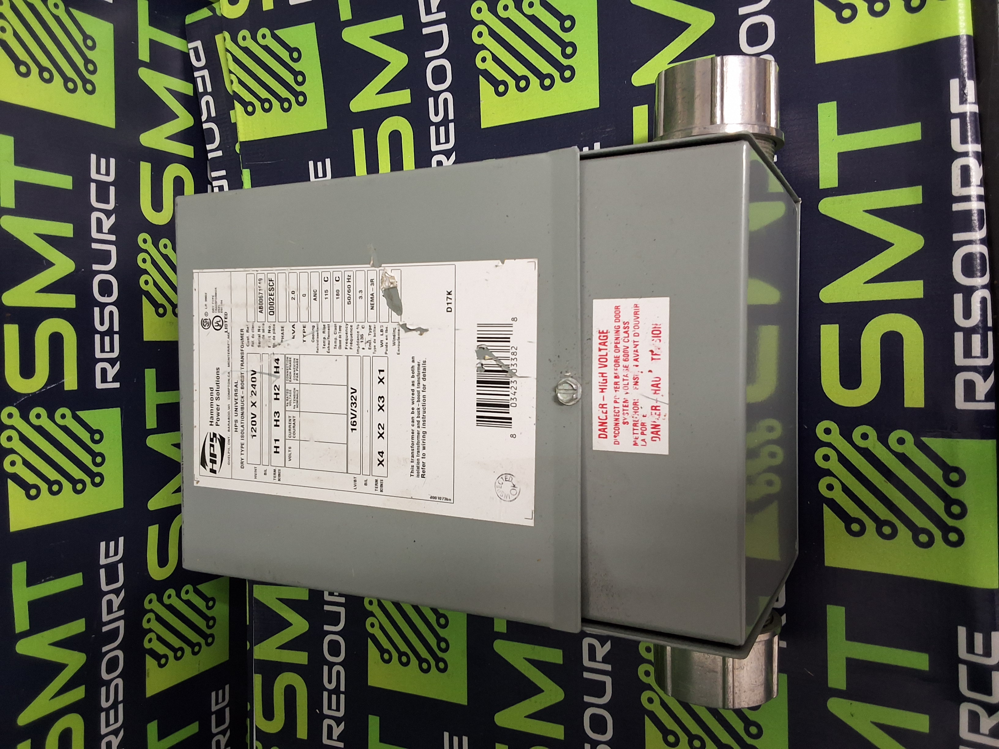 Used HAMMOND POWER SOLUTIONS Q002ESCF BOOST TRANSFORMER 2.0kVA 120/240V 50/60Hz