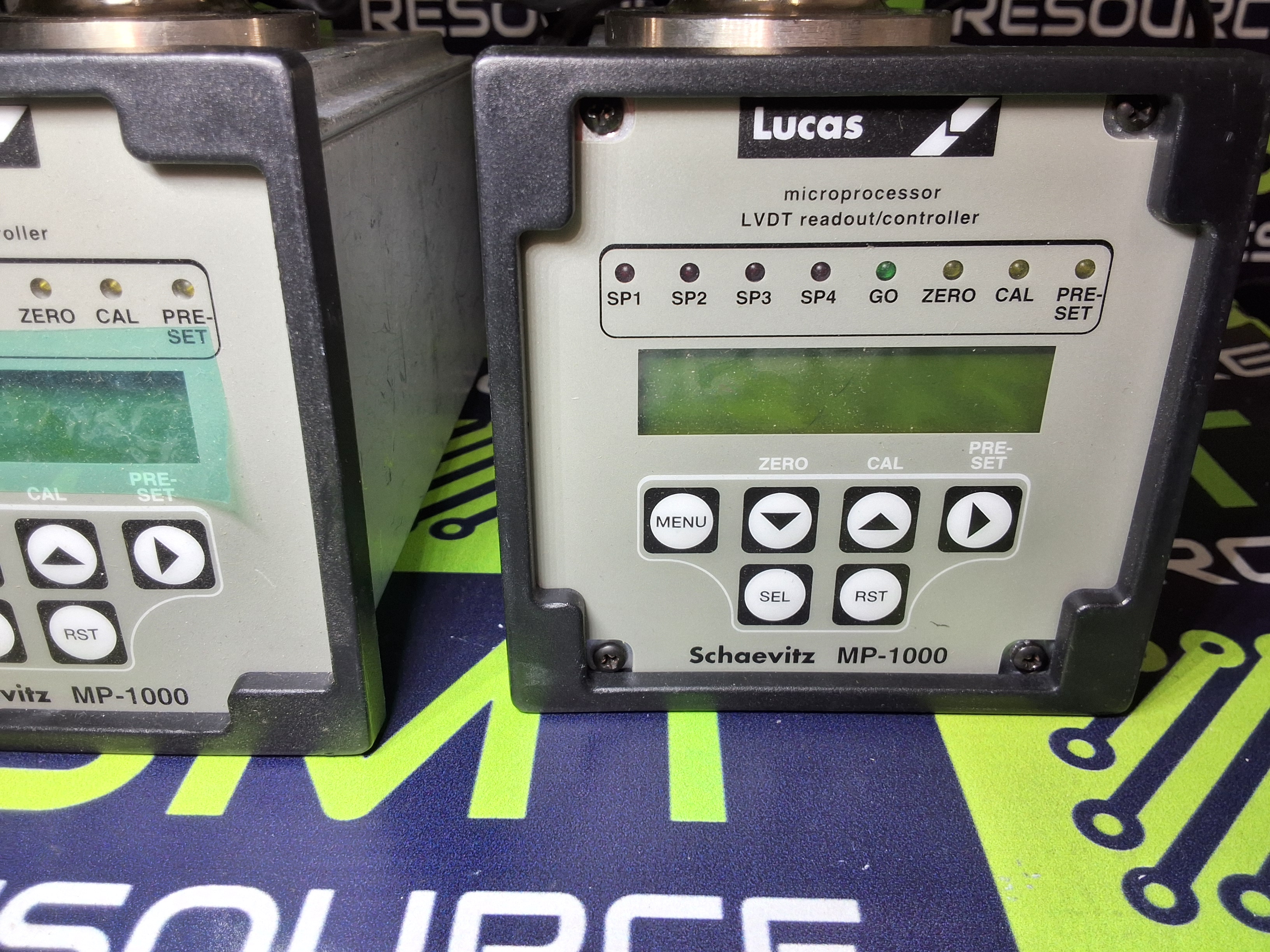 Used LUCAS SCHAEVITZ MP-1000 LVDT READOUT / CONTROLLER MODULE WITH FTA-G-5000 TRANSDUCER