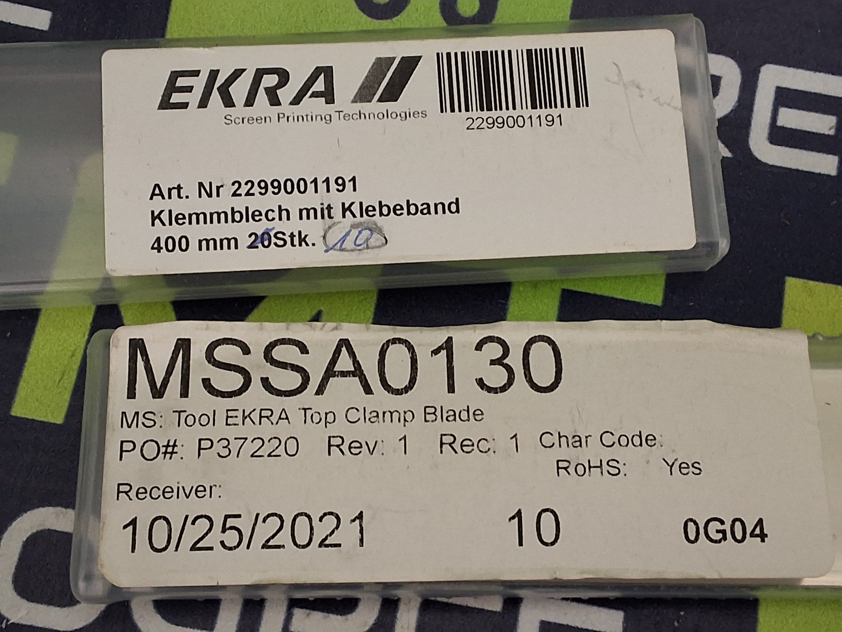 EKRA 2299001191 TOP CLAMP BLADE WITH ADHESIVE TAPE 400mm - LOT OF 7 - BRAND NEW  