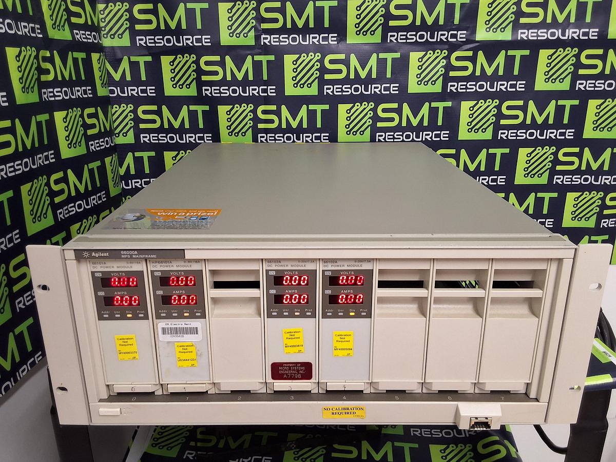 Used AGILENT 66000A MPS MAINFRAME WITH (2) 66101A AND (2) 66102A MODULES 
