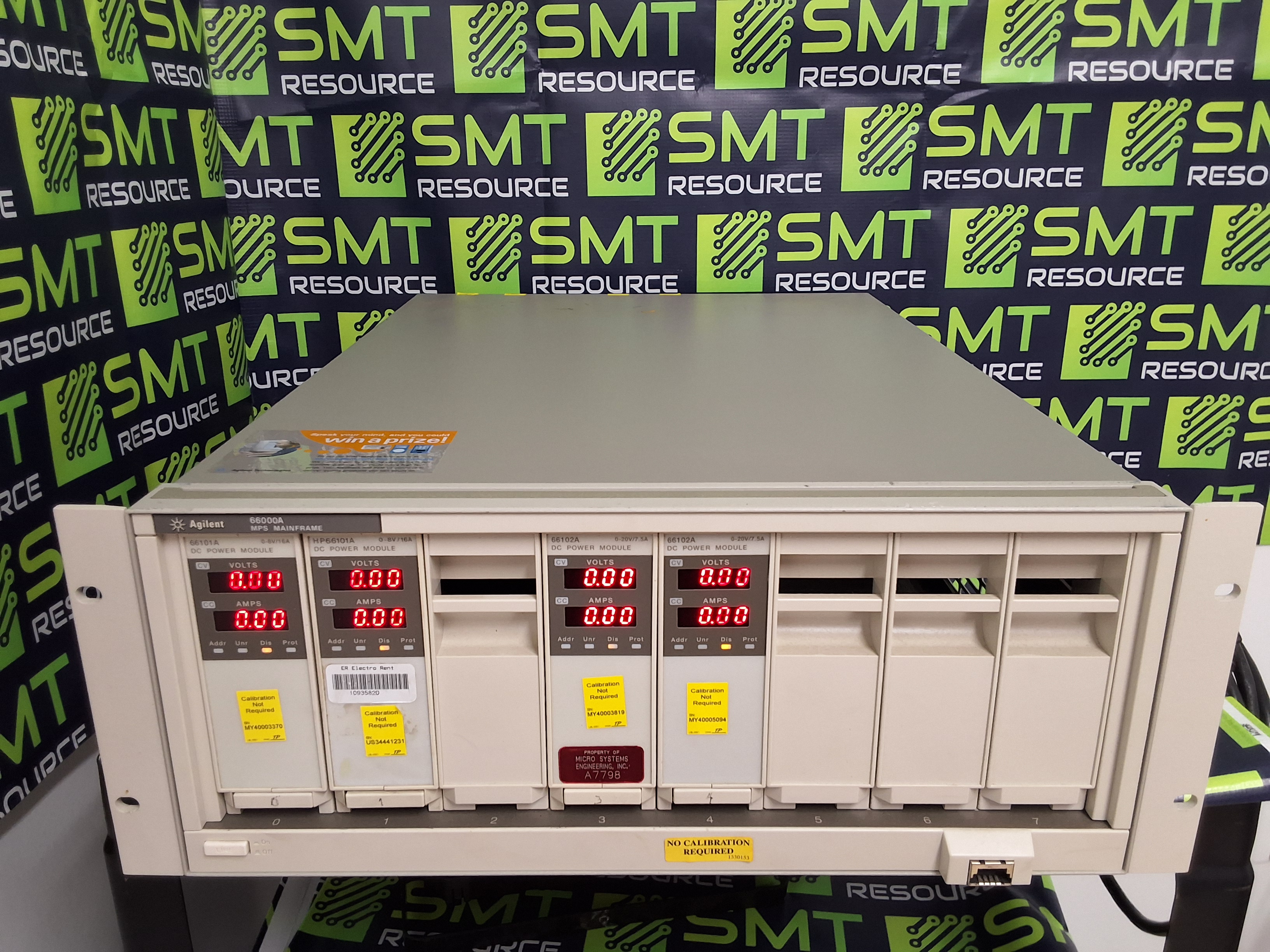 Used AGILENT 66000A MPS MAINFRAME WITH (2) 66101A AND (2) 66102A MODULES 