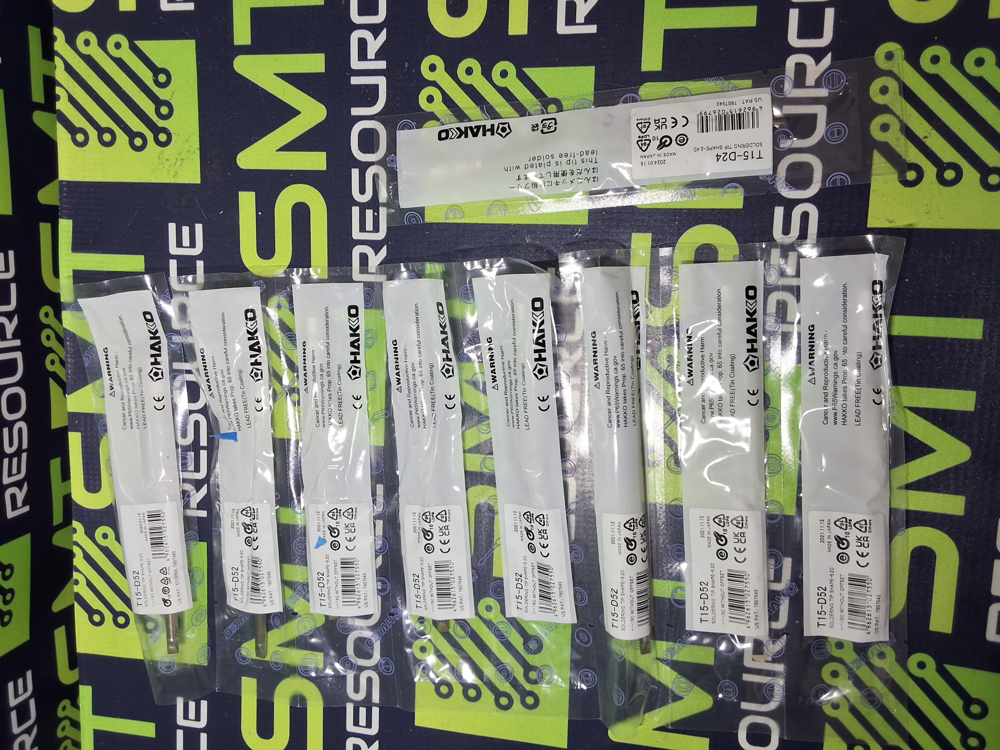 HAKKO T15-D24 & T15-D52 SOLDERING TIPS - LOT OF 9 - NEW