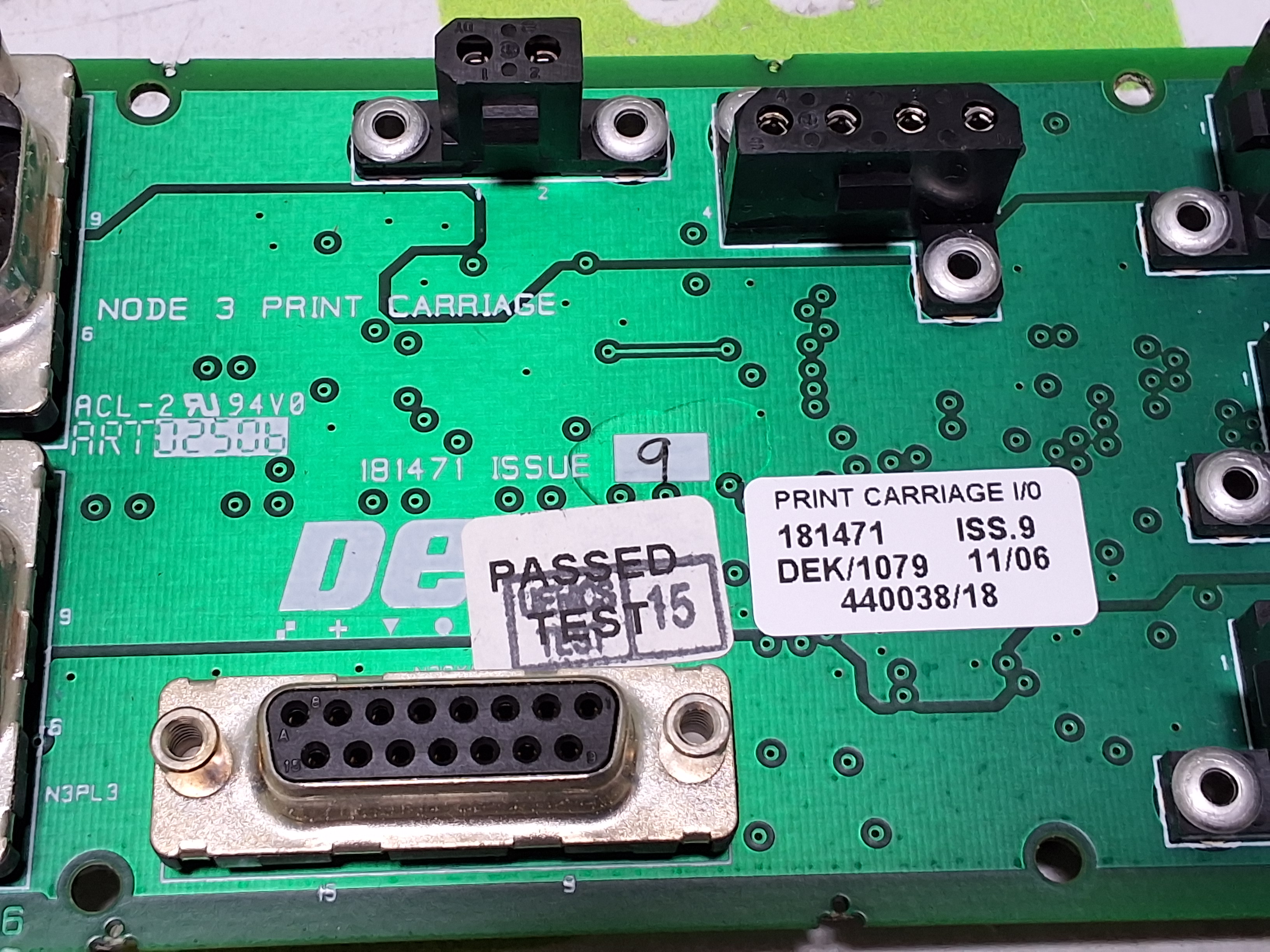 Used DEK 181471 PRINT CARRIAGE I/O CIRCUIT BOARD
