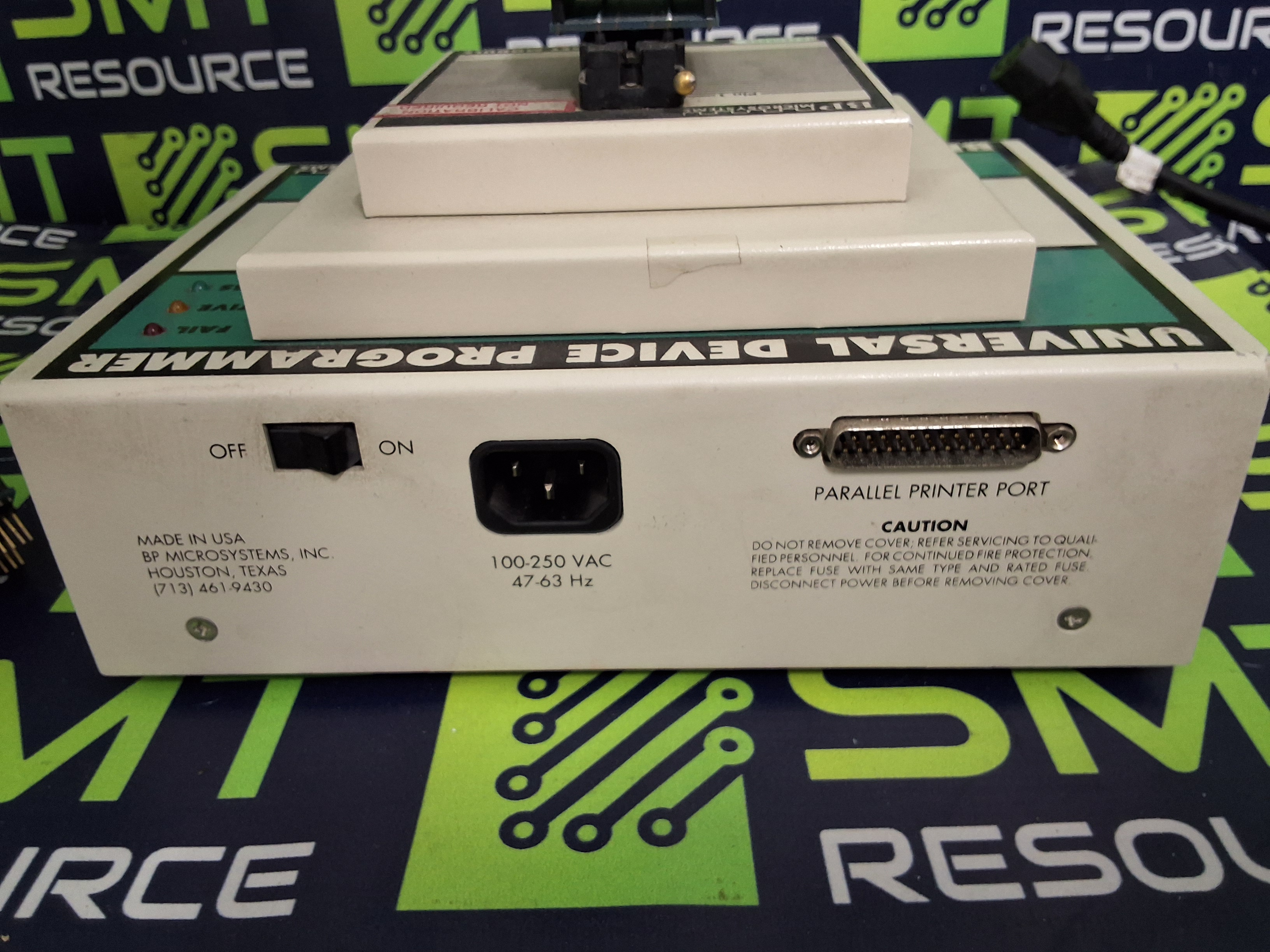 Used BP MICROSYSTEMS BP-1200 UNIVERSAL DEVICE PROGRAMMER WITH SM44P SOCKET MODULE AND CABLES