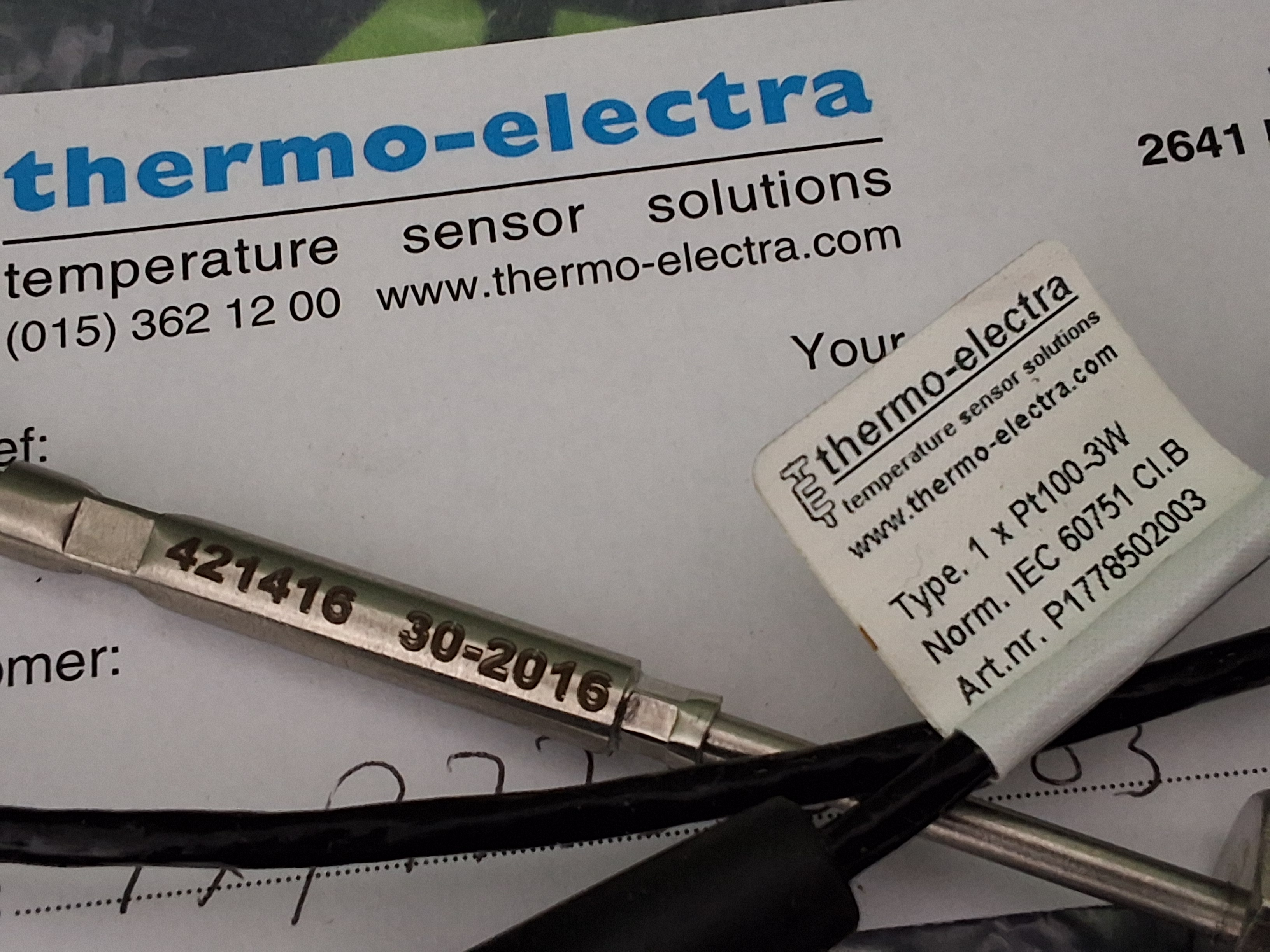 THERMO-ELECTRA 421416 / 1xPt100-3L THERMOSTAT PT100 PREHEATER TEMPERATURE SENSOR - BRAND NEW
