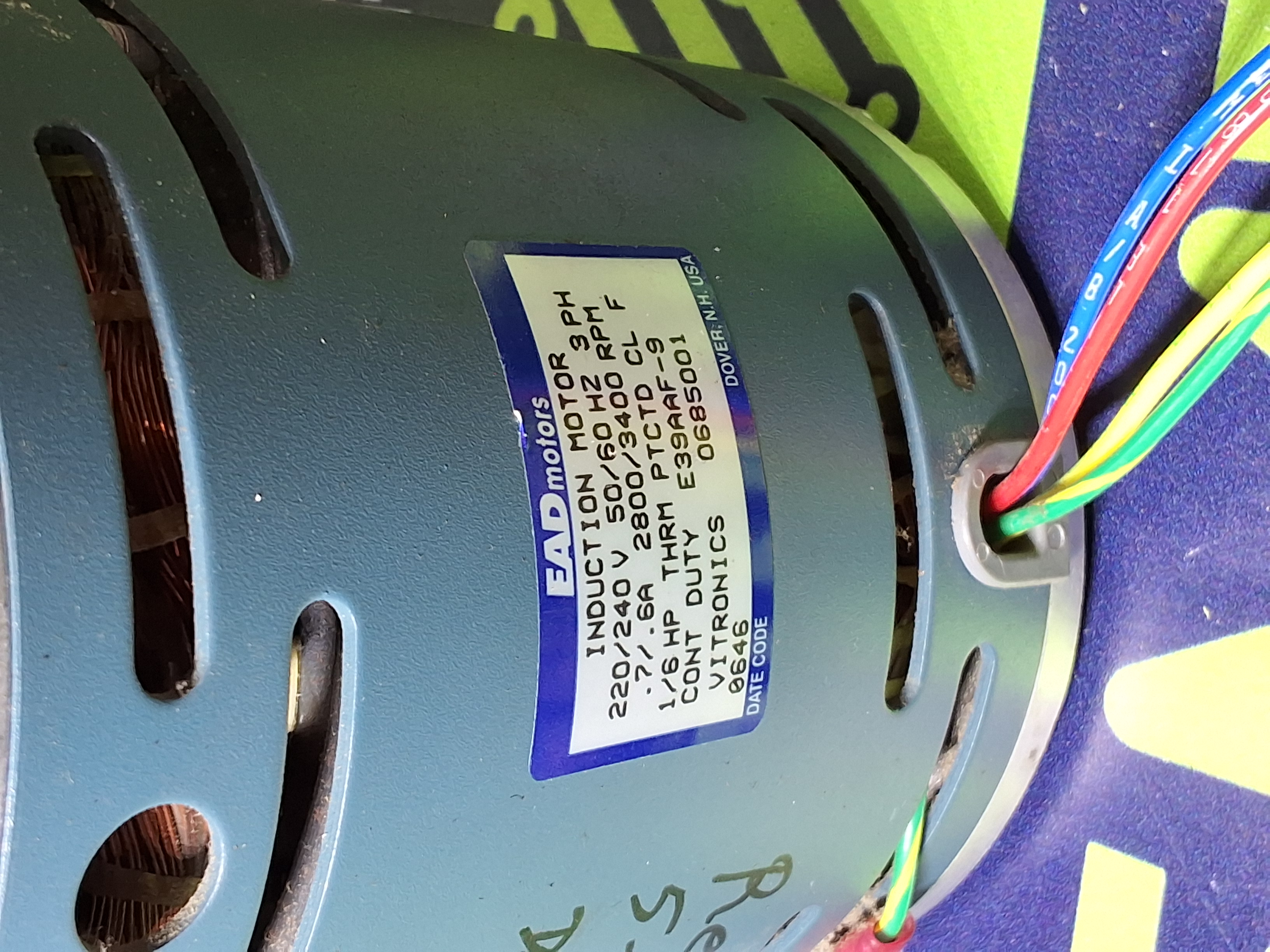 Used EASTERN AIR DEVICES E39AAF-9 / 0685001 INDUCTION MOTOR