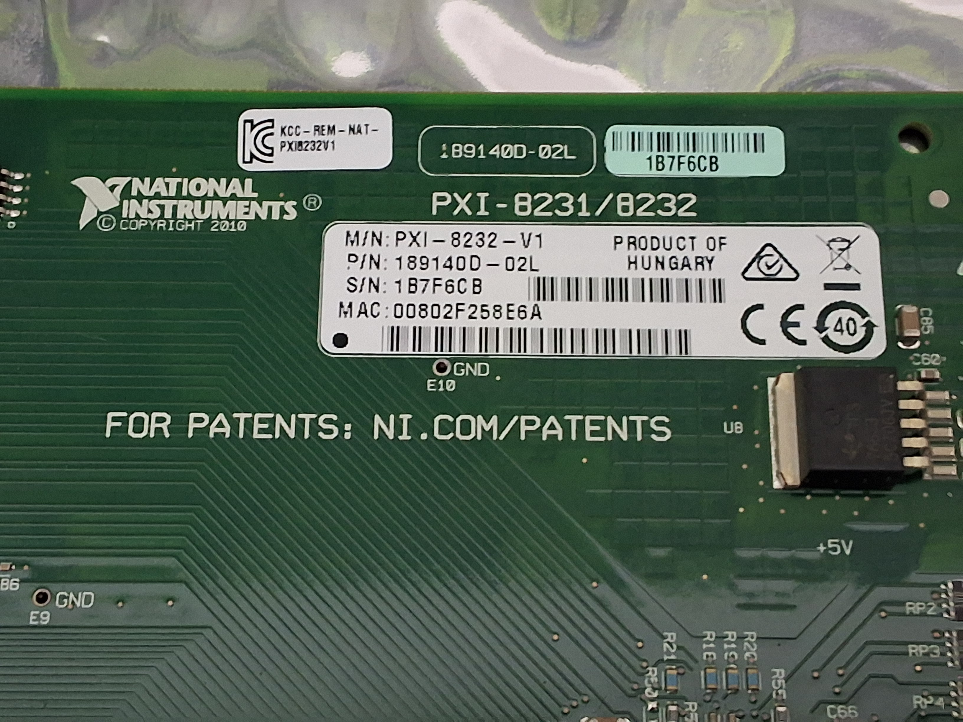 Used NATIONAL INSTRUMENTS PXI-8231/8232 GPIB INSTRUMENTS CONTROL MODULE 189140D-02L