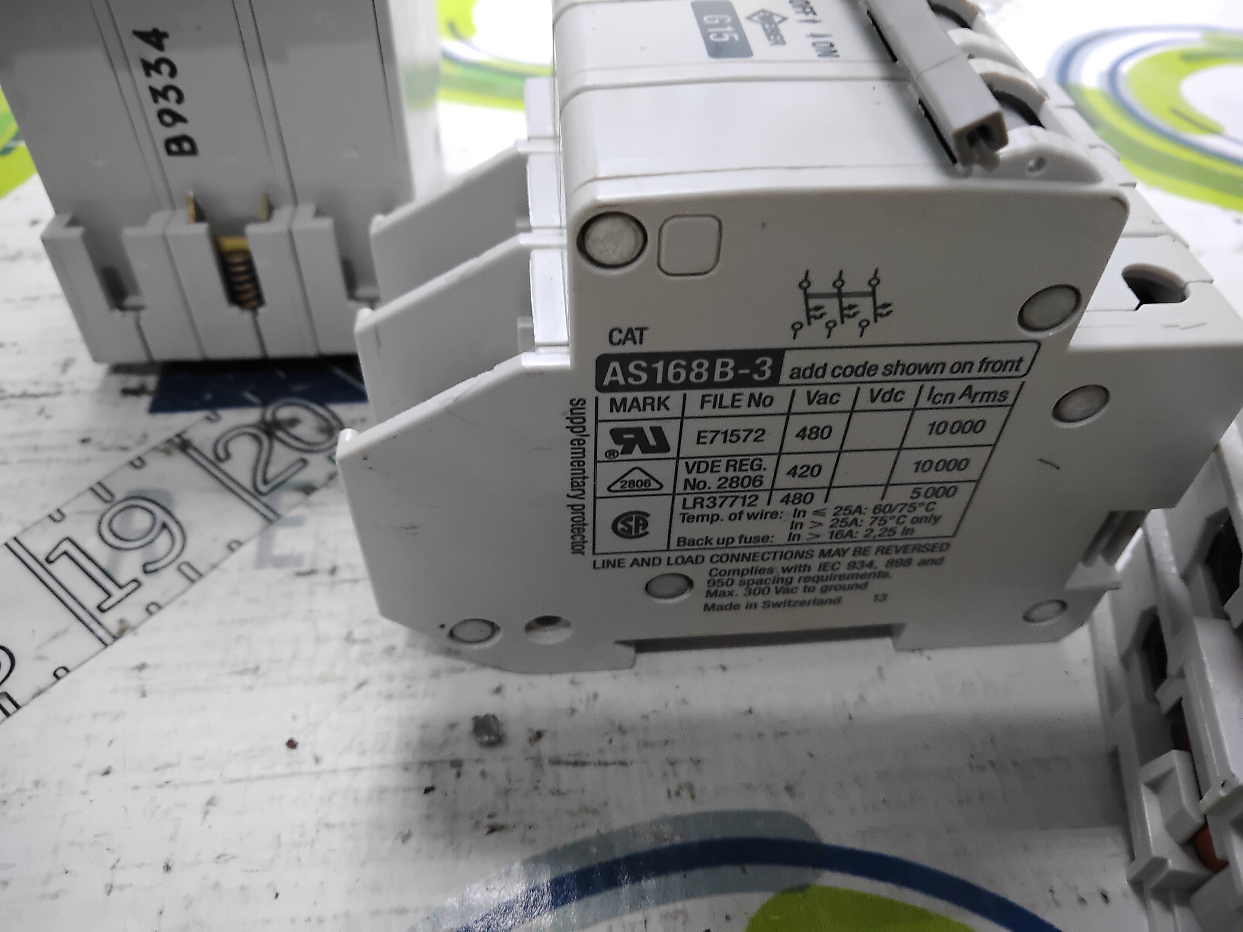 Used WEBER AS168B-3-15 1CIRCUIT BREAKER