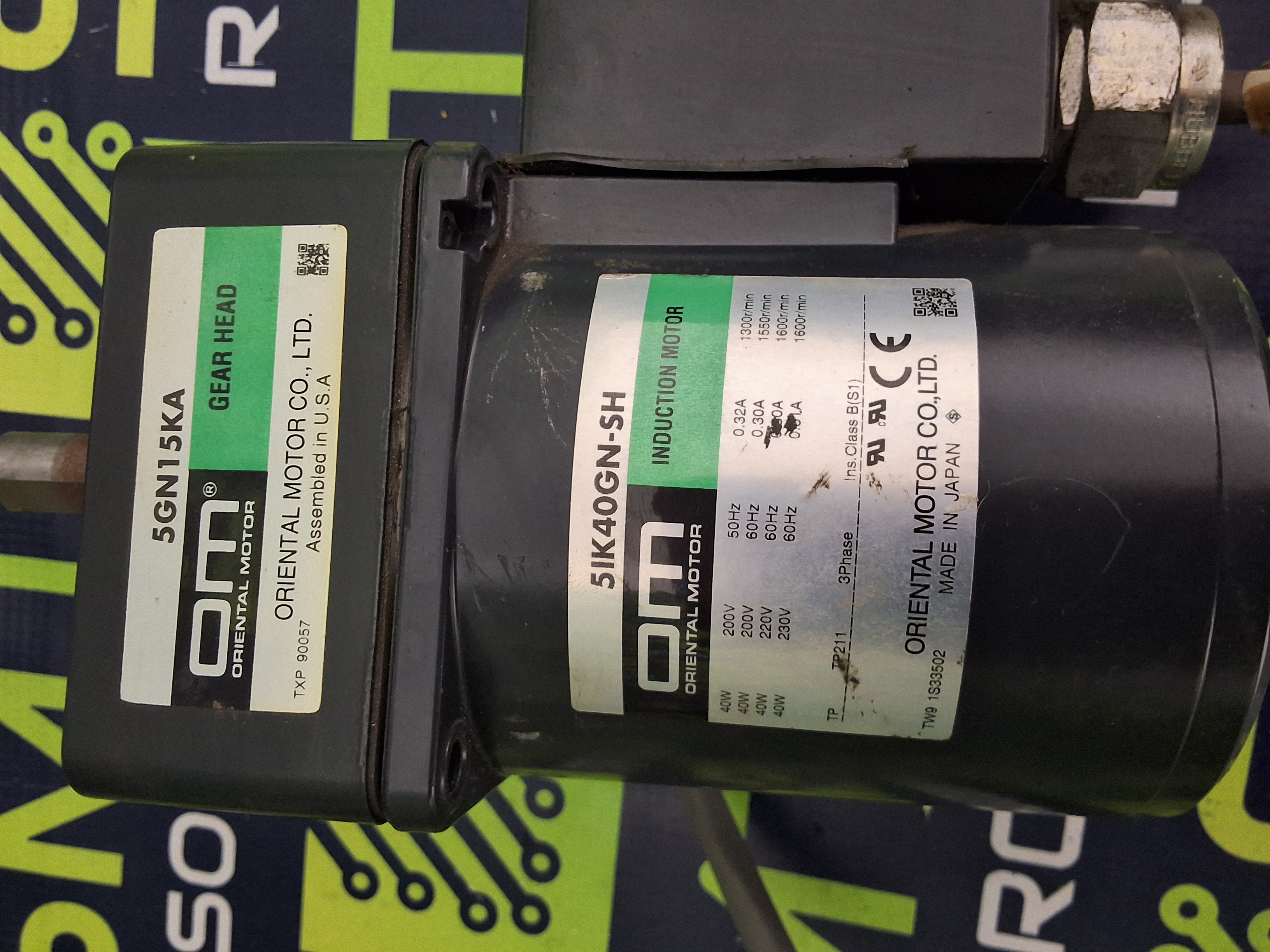 Used ORIENTAL MOTOR 5IK40GN-SH INDUCTION MOTOR WITH 5GN15KA GEAR HEAD