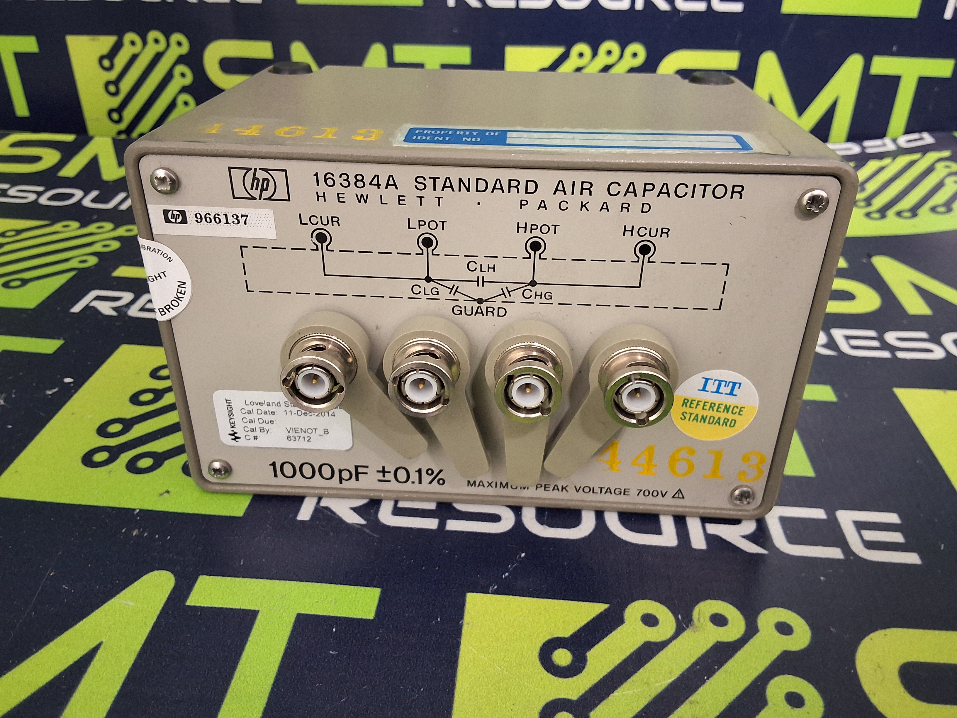 Used HP HEWLETT PACKARD 16384A STANDARD AIR CAPACITOR 1000pF ±0.1% 700V