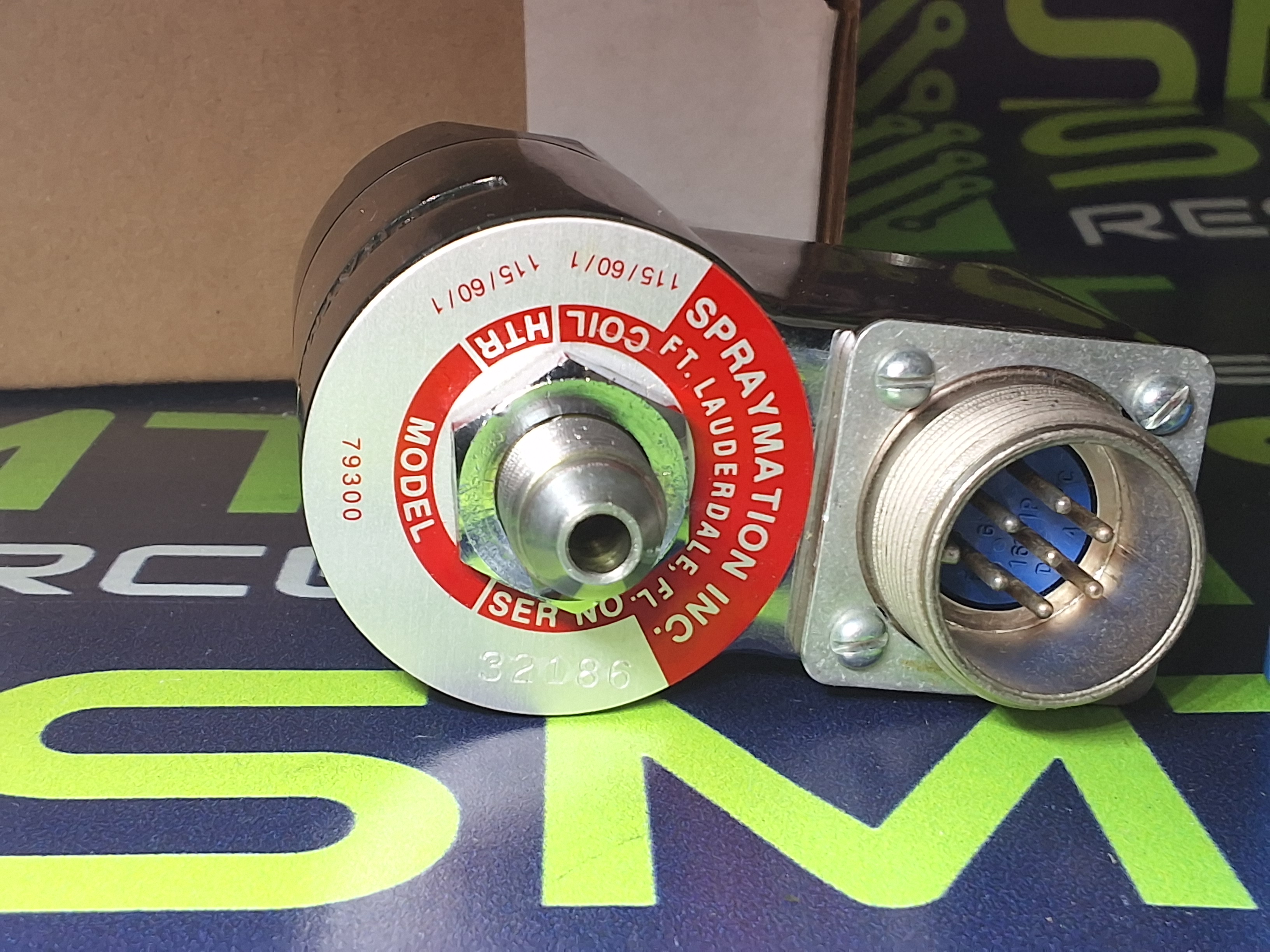 SPRAYMATION INC. 79300 ELECTROMATIC X GUN HOT MELT APPLICATOR HEAD 115VAC 60Hz - BRAND NEW