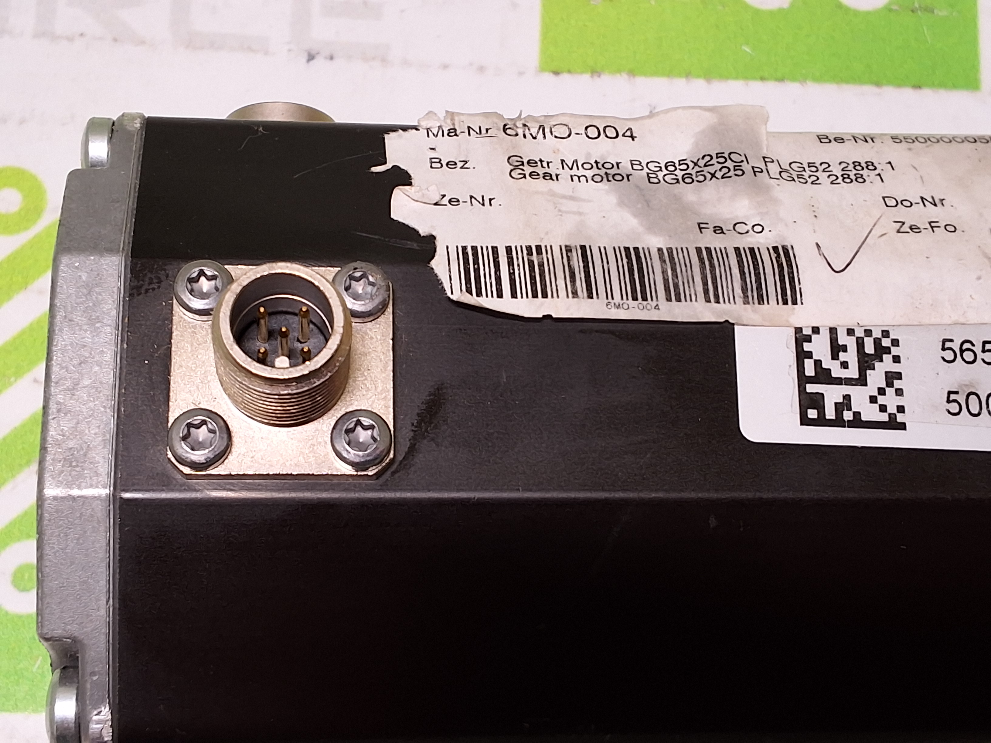 Used DUNKERMOTOREN BG 65X25CI SERVO MOTOR WITH PLG 52 288:1 GEARHEAD - LIKE NEW