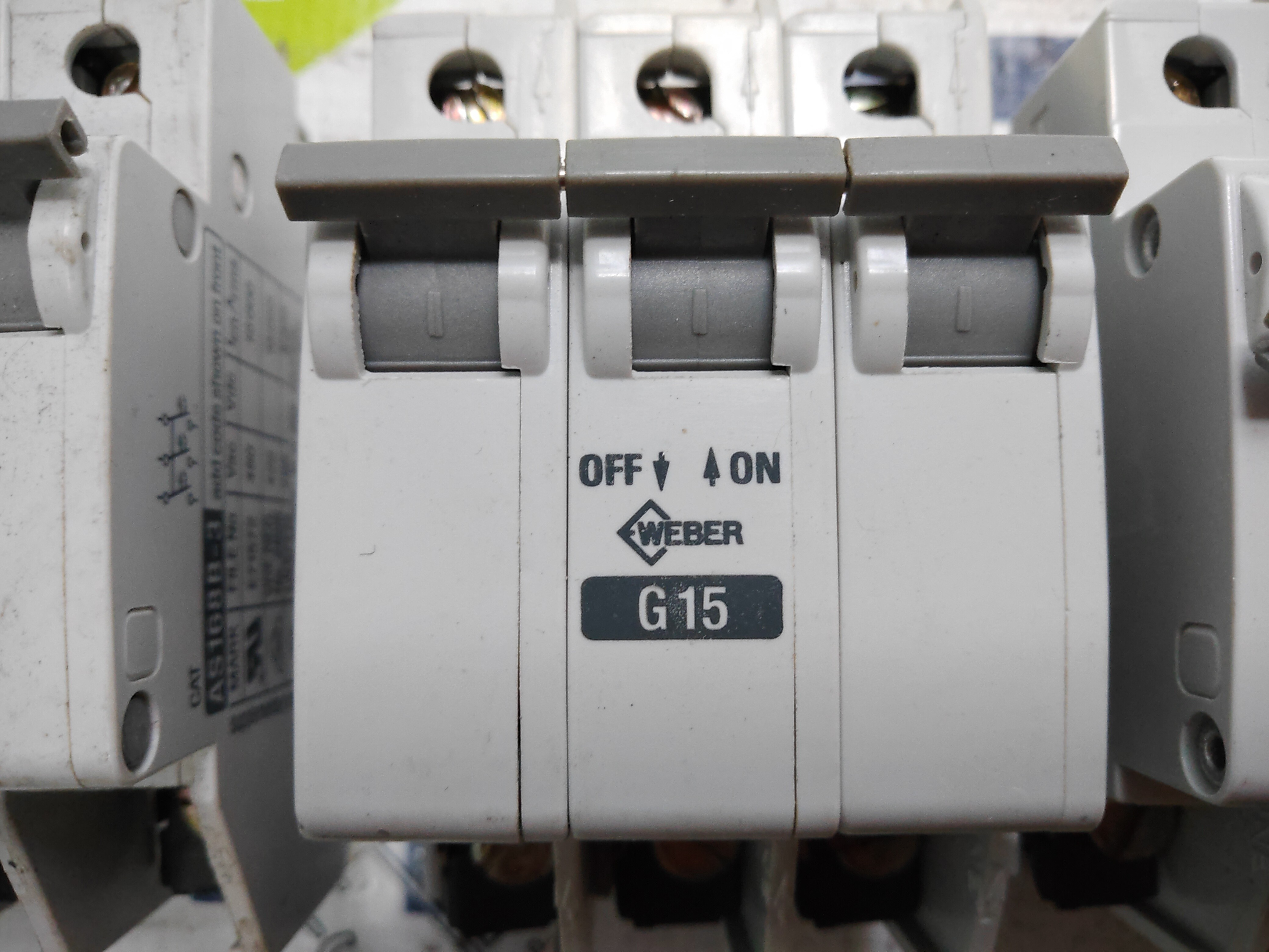 Used WEBER AS168B-3-15 1CIRCUIT BREAKER