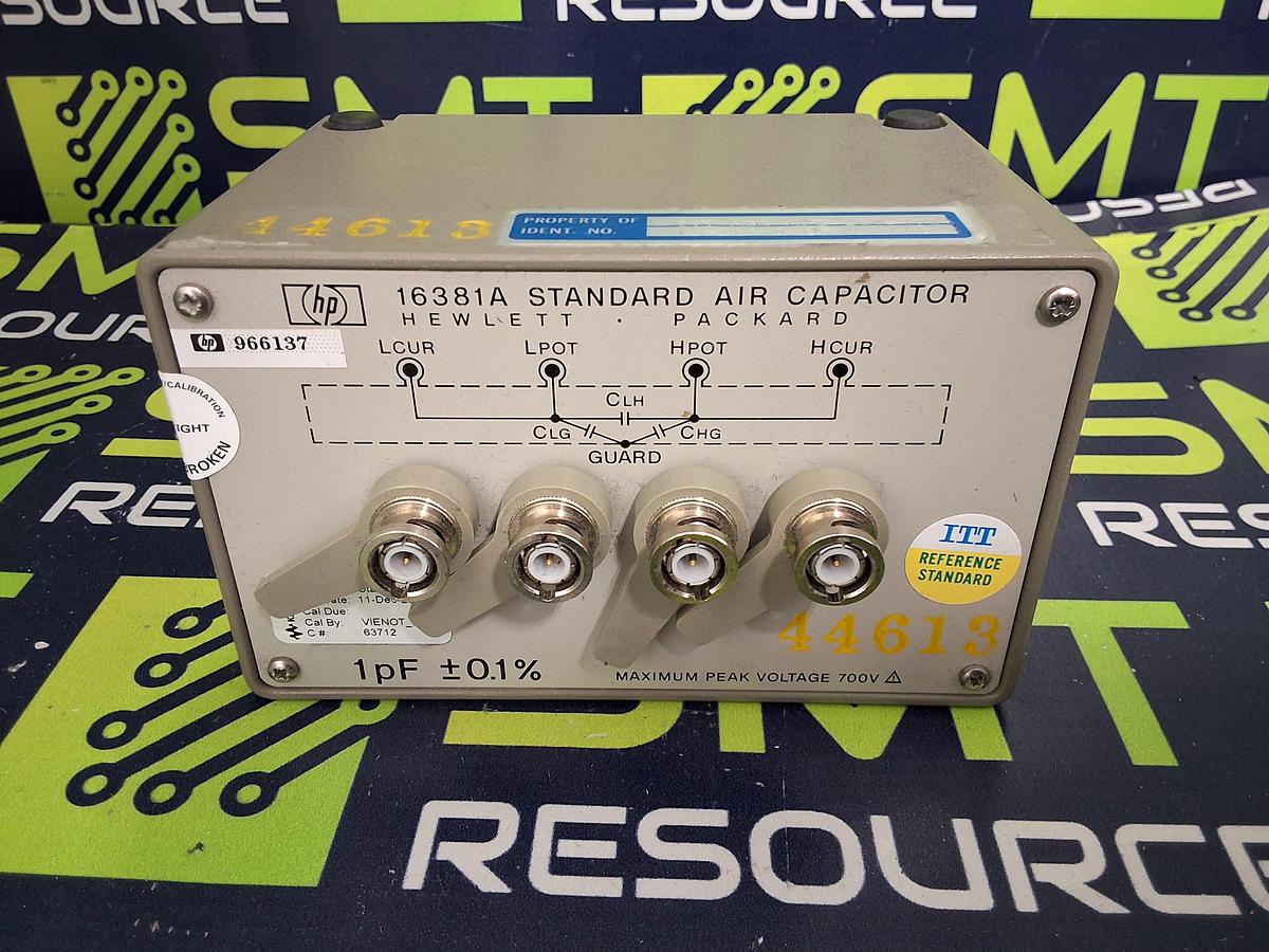 Used HP HEWLETT PACKARD 16381A STANDARD AIR CAPACITOR 1pF ±0.1% 700V