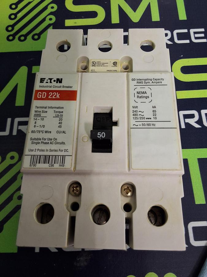 Used EATON GD22k MOLDED-CASE CIRCUIT BREAKER 3-POLE