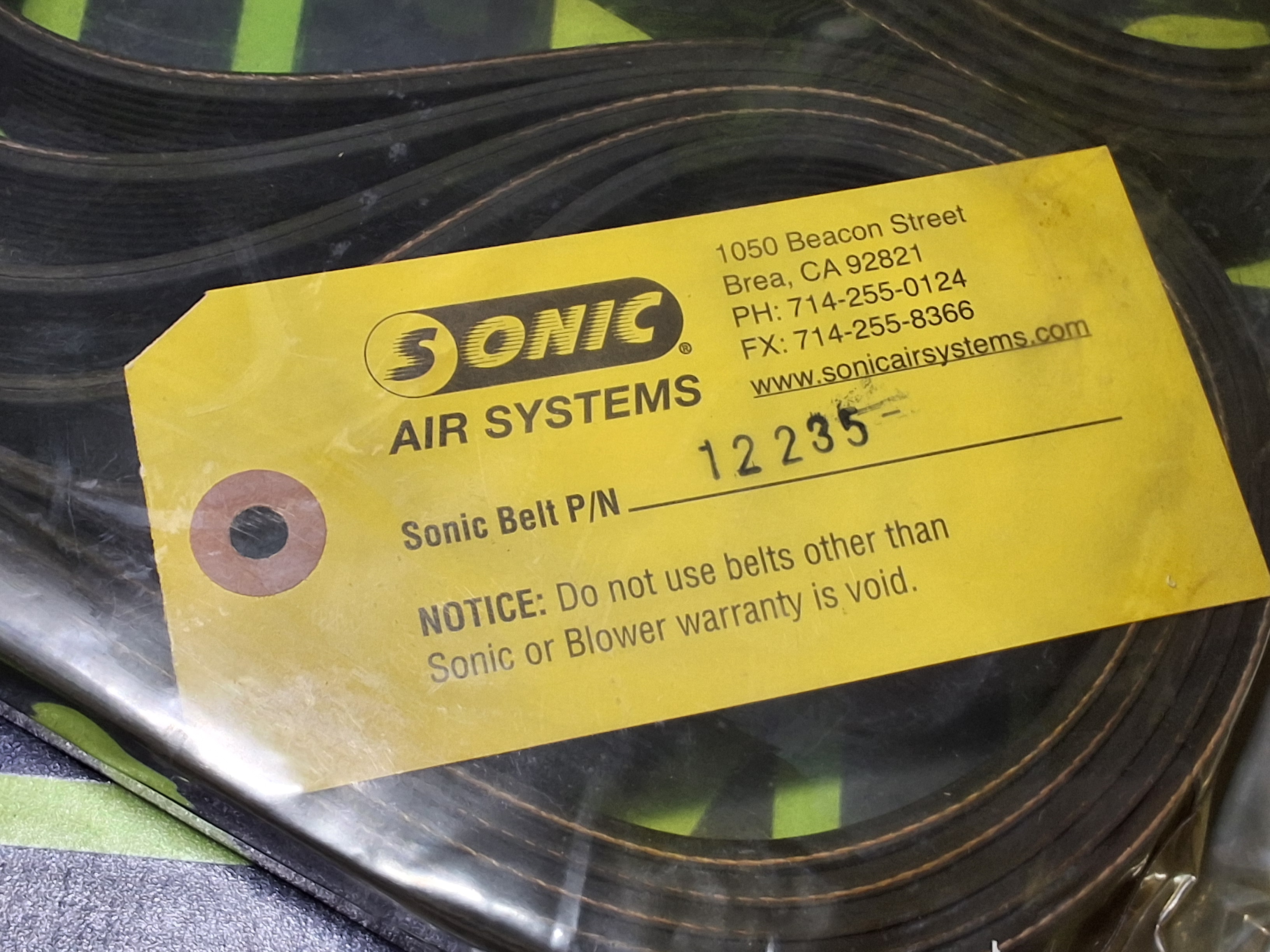 SONIC AIR SYSTEMS 12235 BELT - BRAND NEW