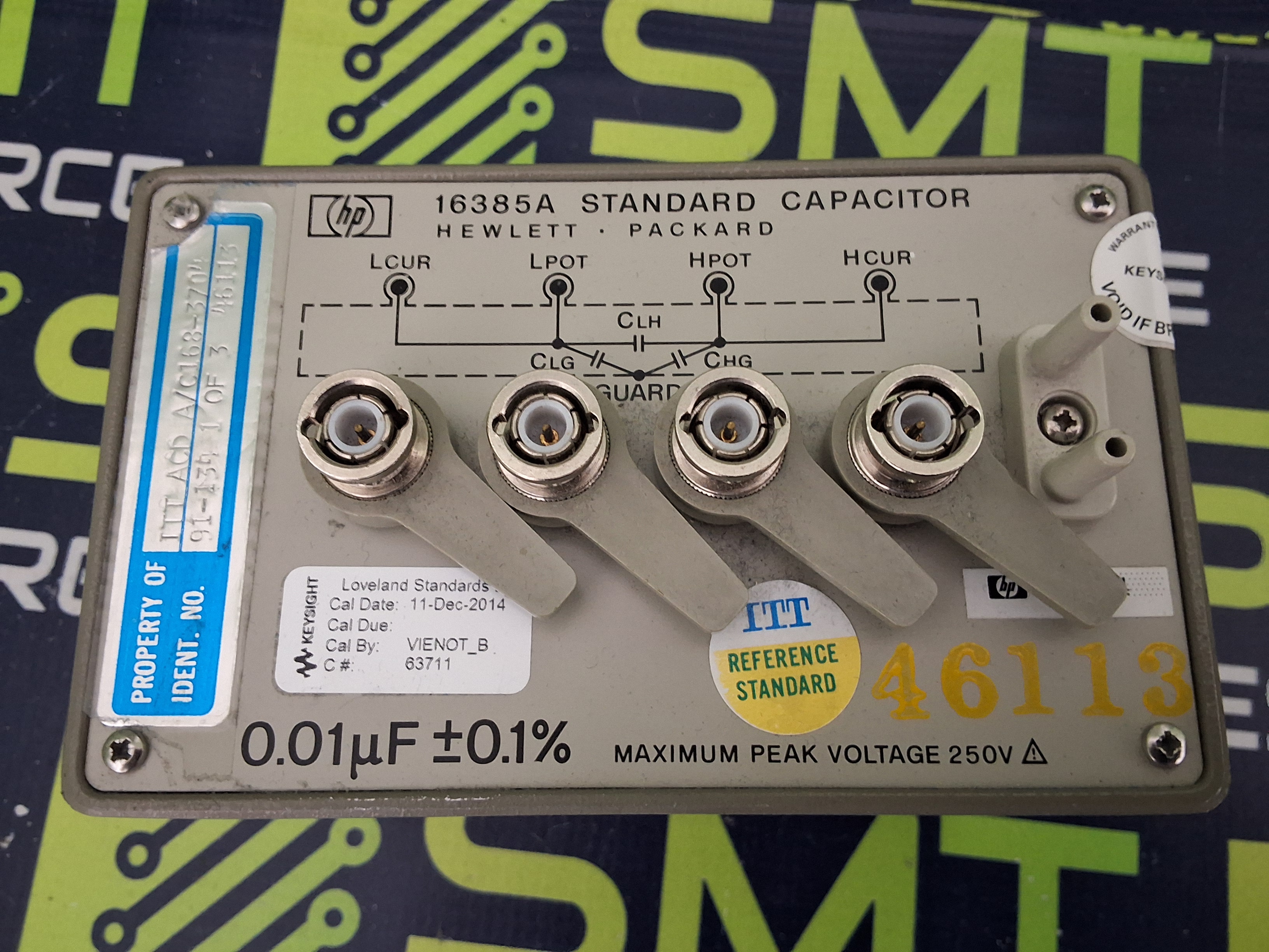 Used HP HEWLETT PACKARD 16385A STANDARD AIR CAPACITOR 0.01 µF ±0.1% 250V