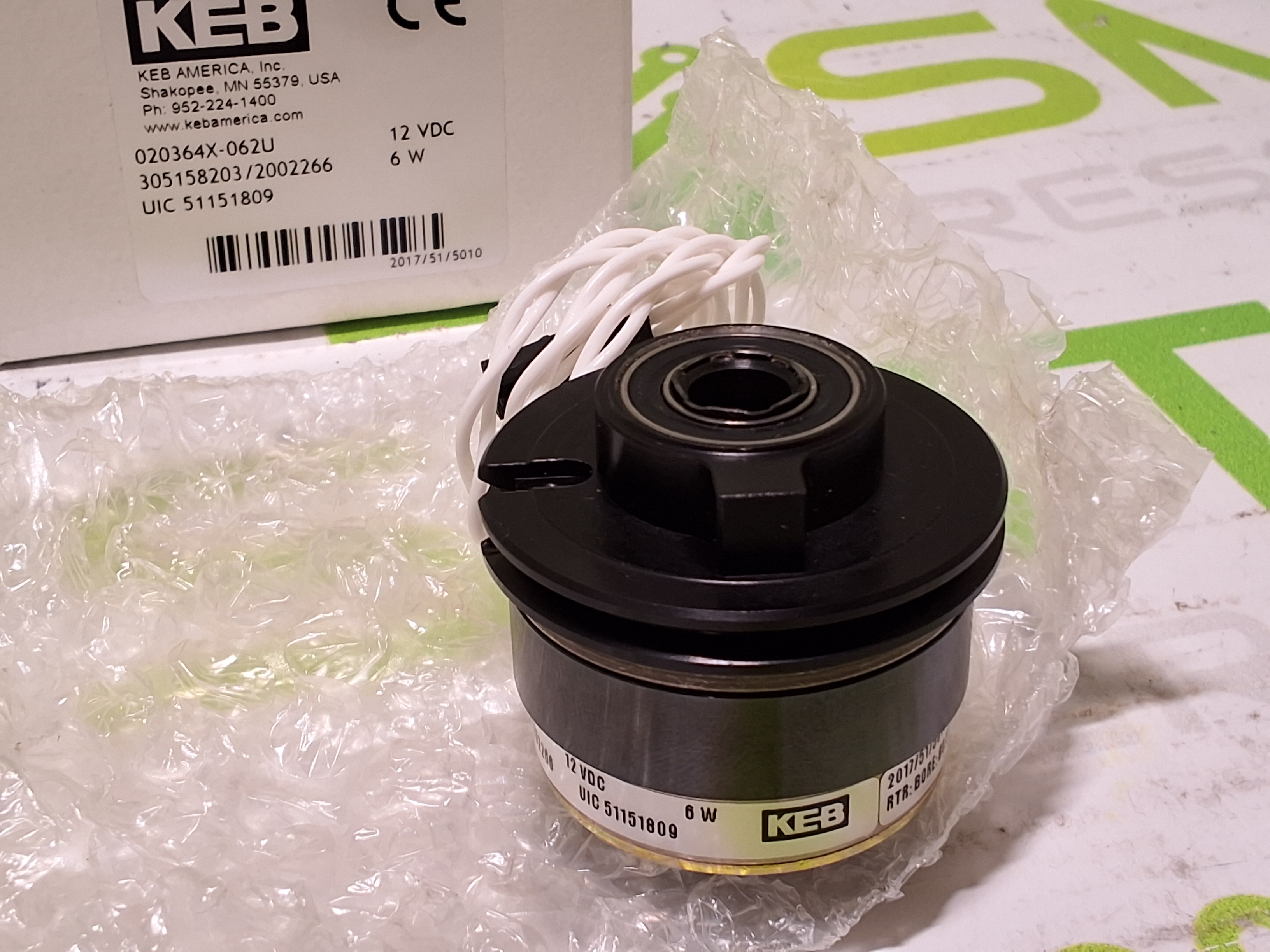 KEB 020364X-062U CLUTCH BRAKE FLEXJET SPINDLE 6W 12VDC - NEW
