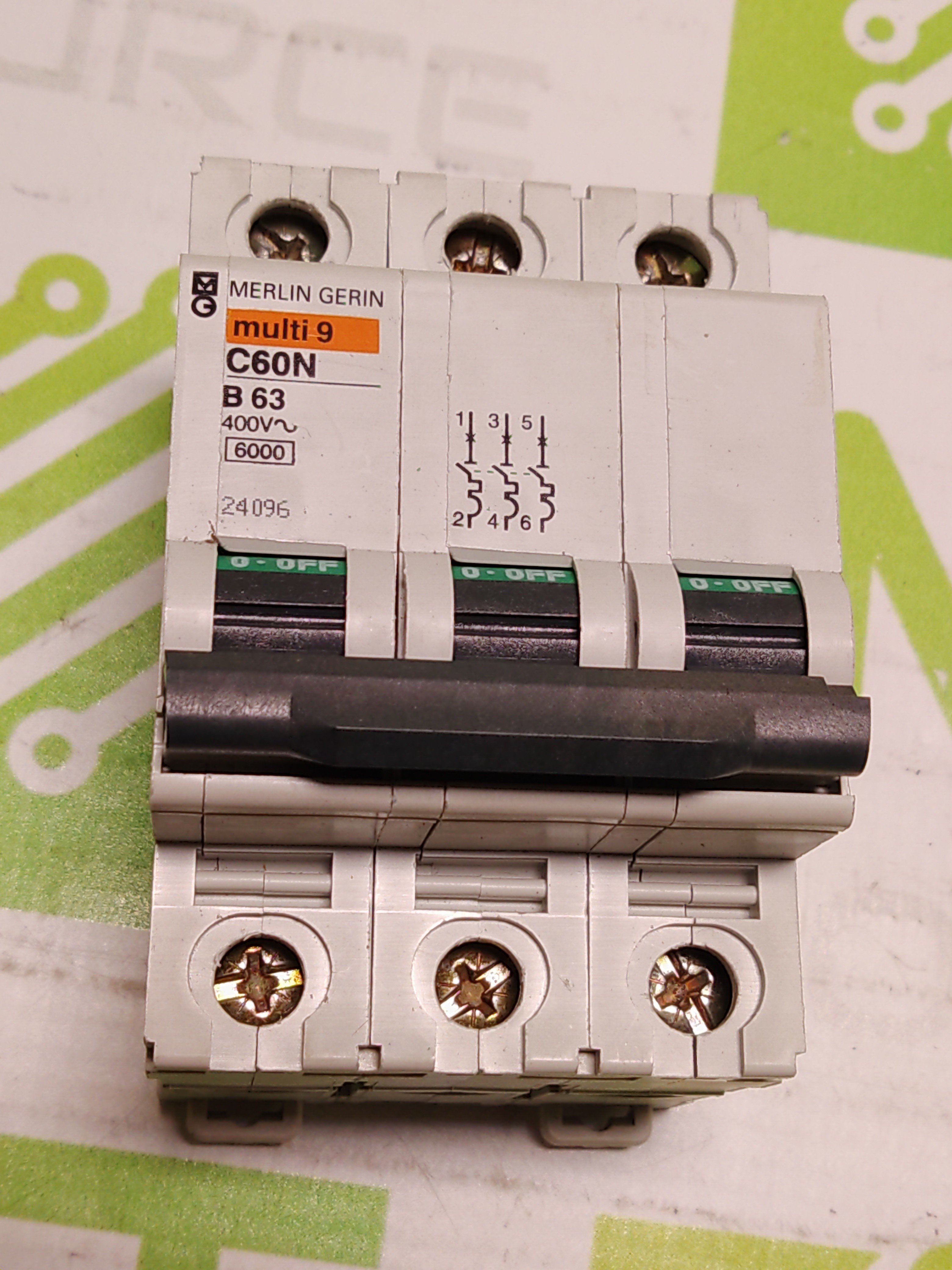 Used MERLIN GERIN MULTI 9 C60 B63 400V 3 POLE CIRCUIT BREAKER 
