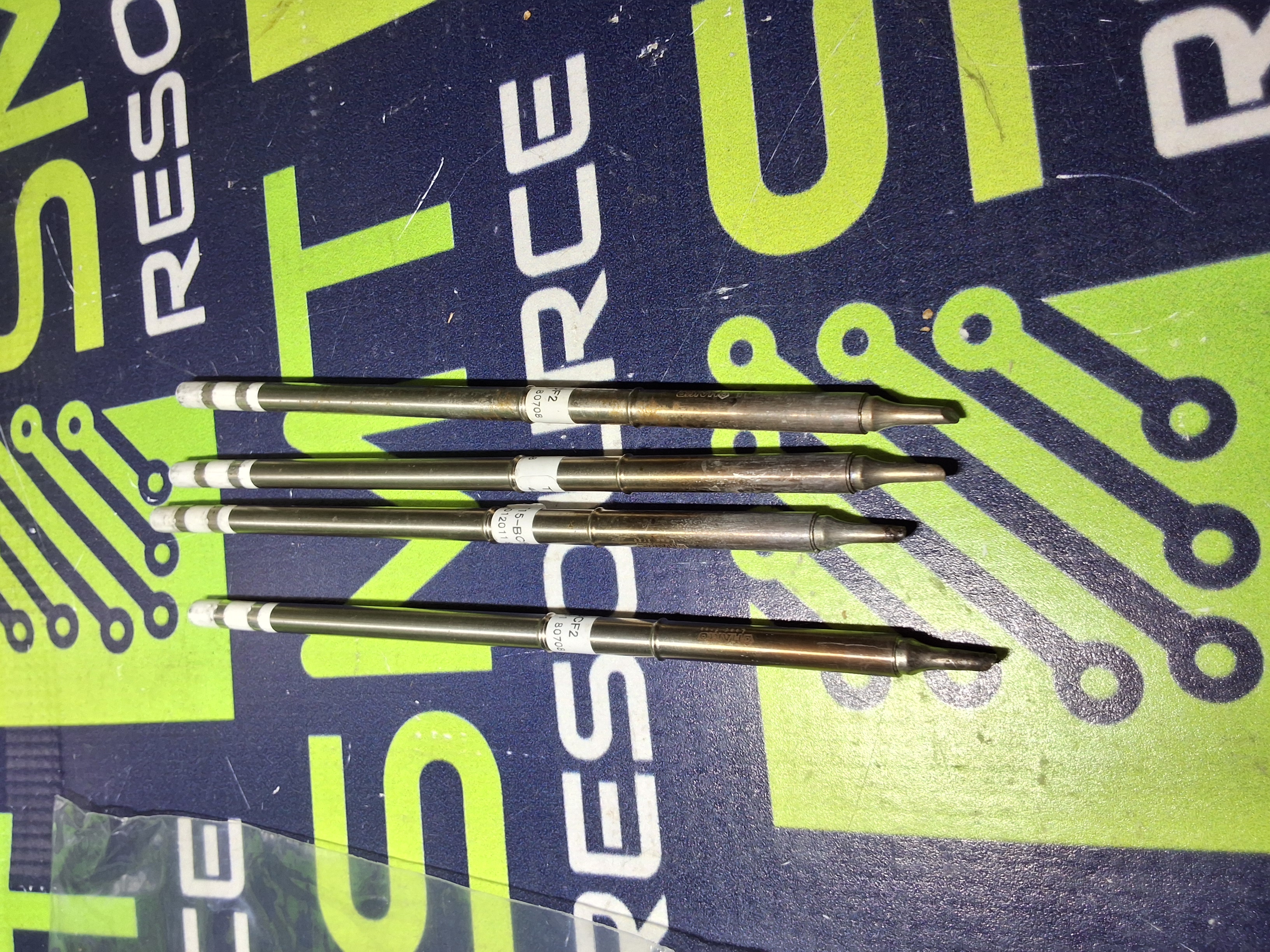 Used HAKKO T15-BCF2 SOLDERING TIP; BEVEL 2mm/45° x 11.5mm - LOT OF 4