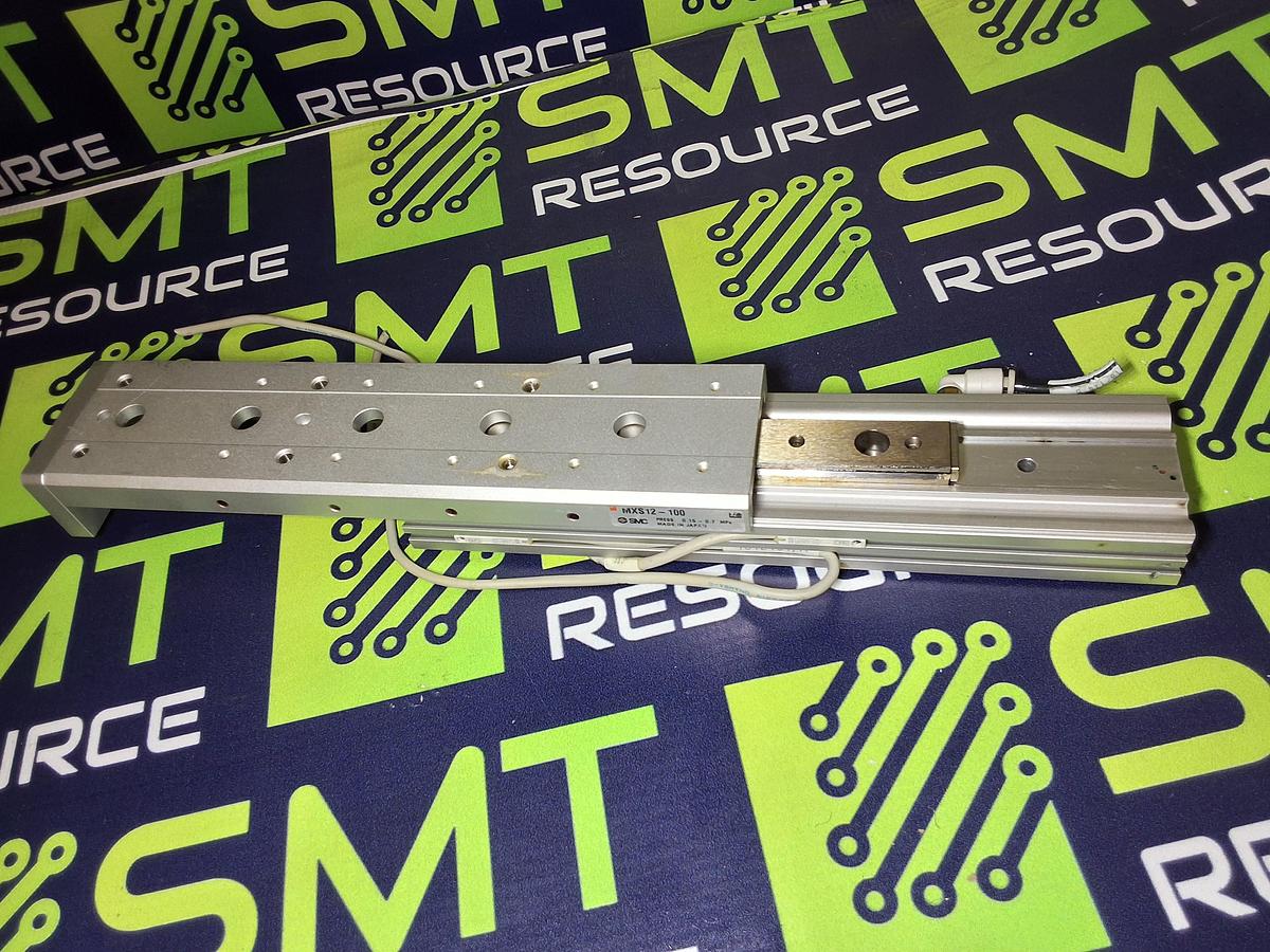 Used SMC MXS12-100 LINEAR GUIDE SLIDE CYLINDER TABLE PRESS. 0.15~0.7 MPa
