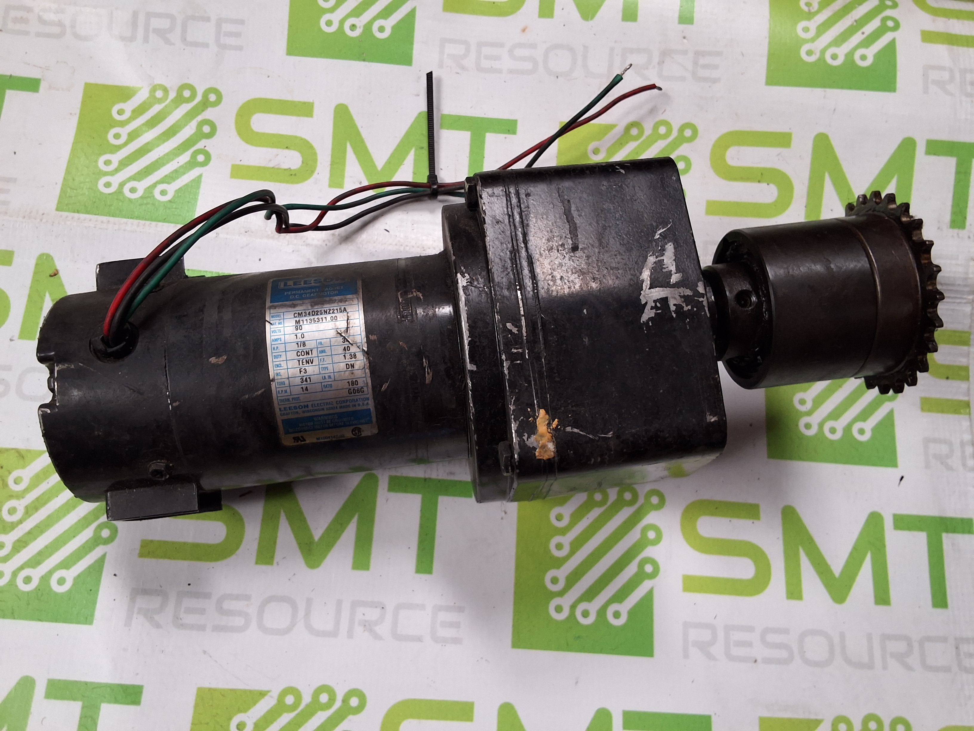 Used LEESON CM34D25NZ215A DC GEAR MOTOR