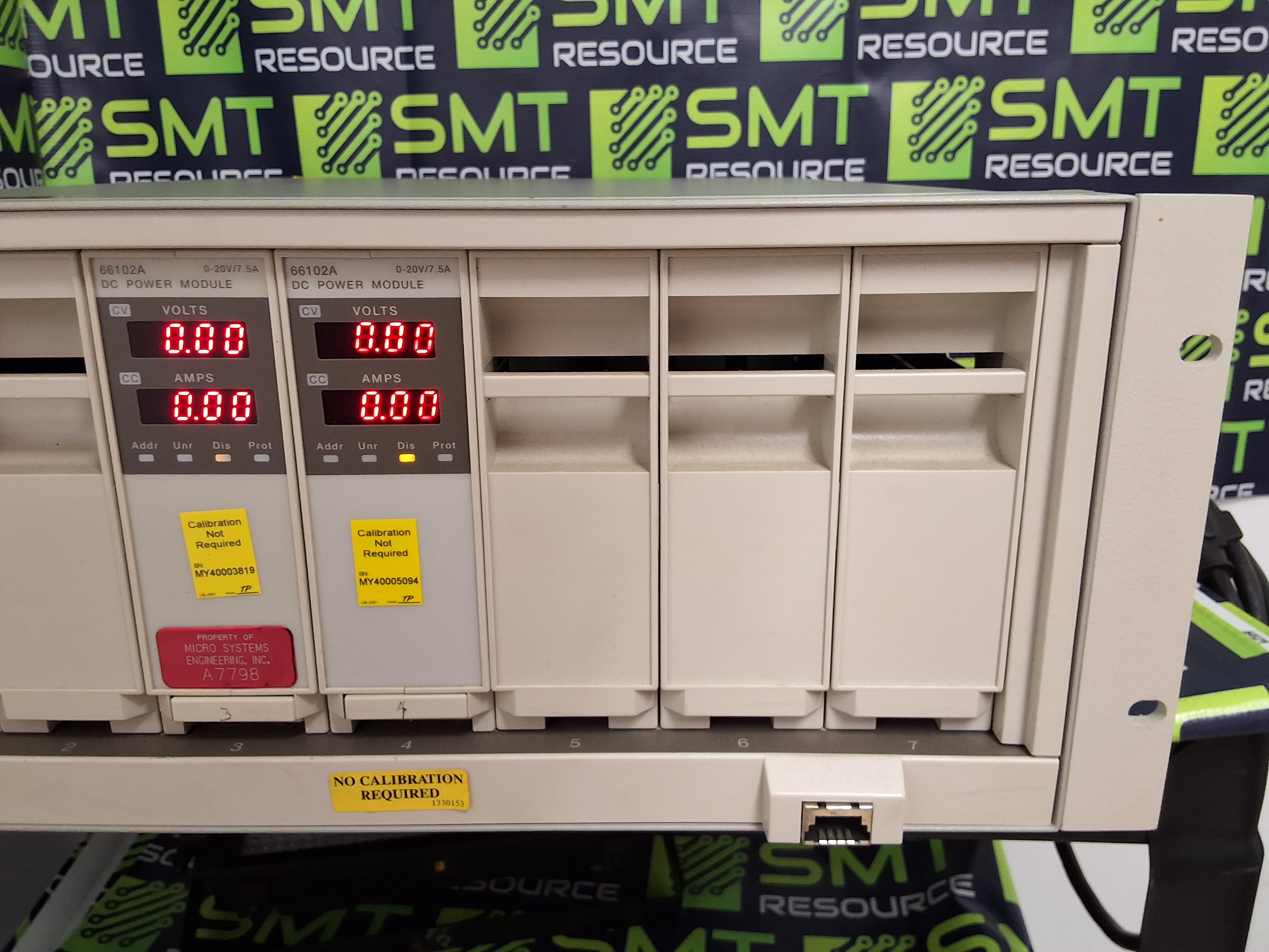 Used AGILENT 66000A MPS MAINFRAME WITH (2) 66101A AND (2) 66102A MODULES 