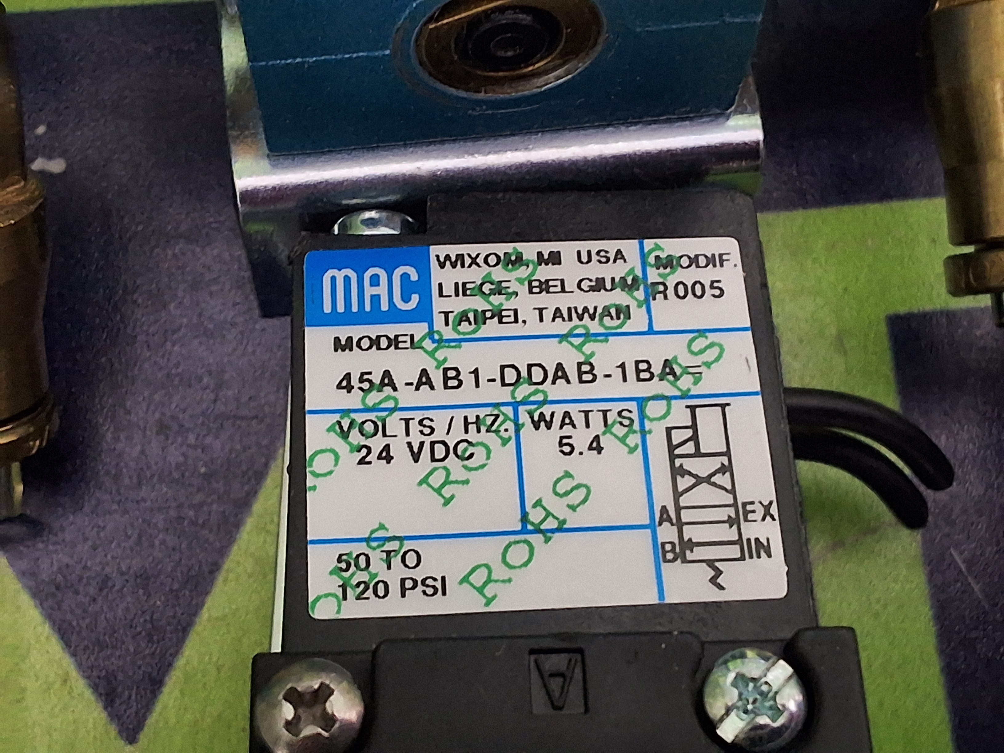 Used MAC 45A-AB1-DDAB-1BA SOLENOID VALVE 24VDC 5.4W