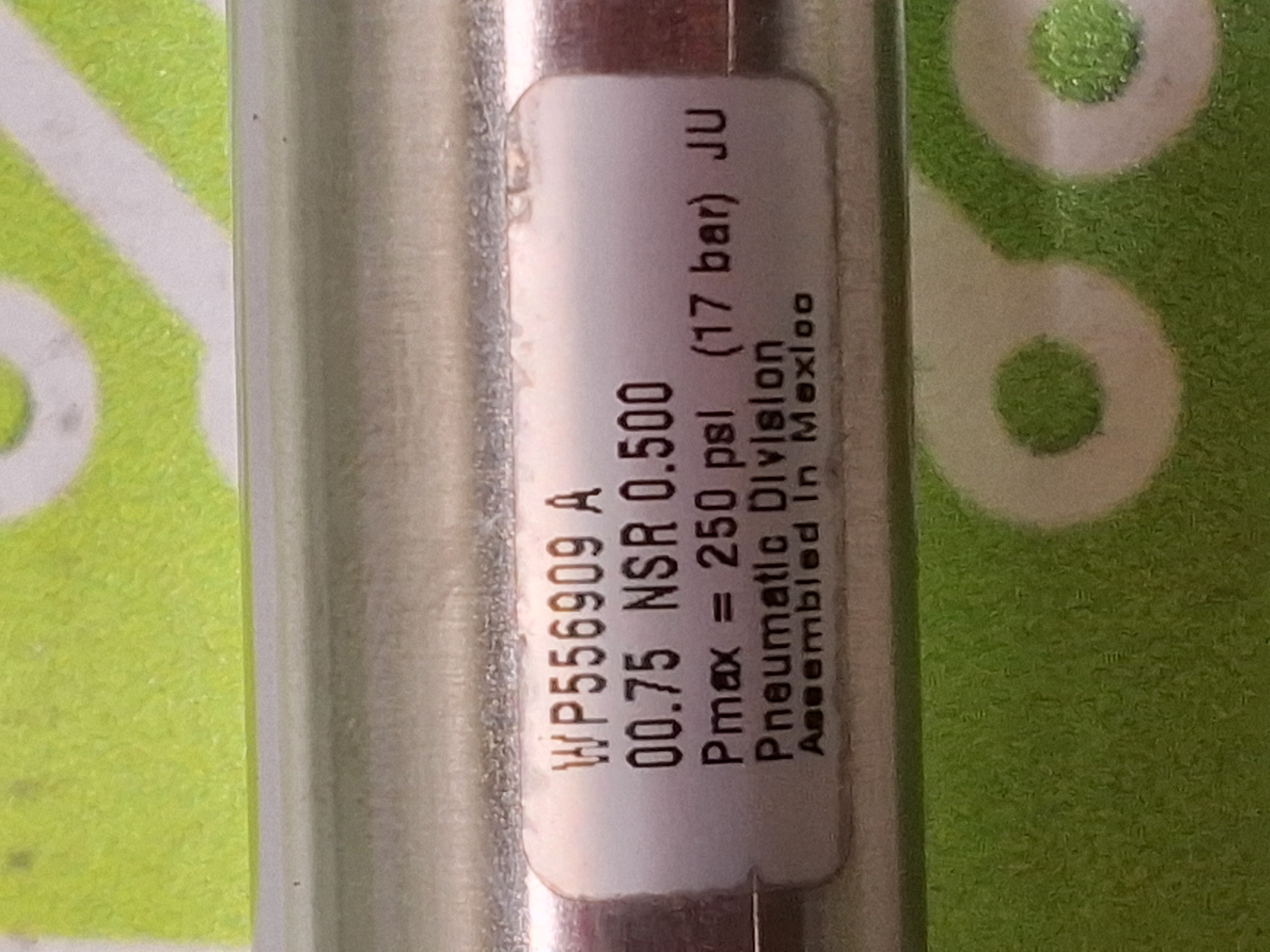 Used SCHRADER BELLOWS CYLINDER WP556909 A 00.75 NSR 0.500