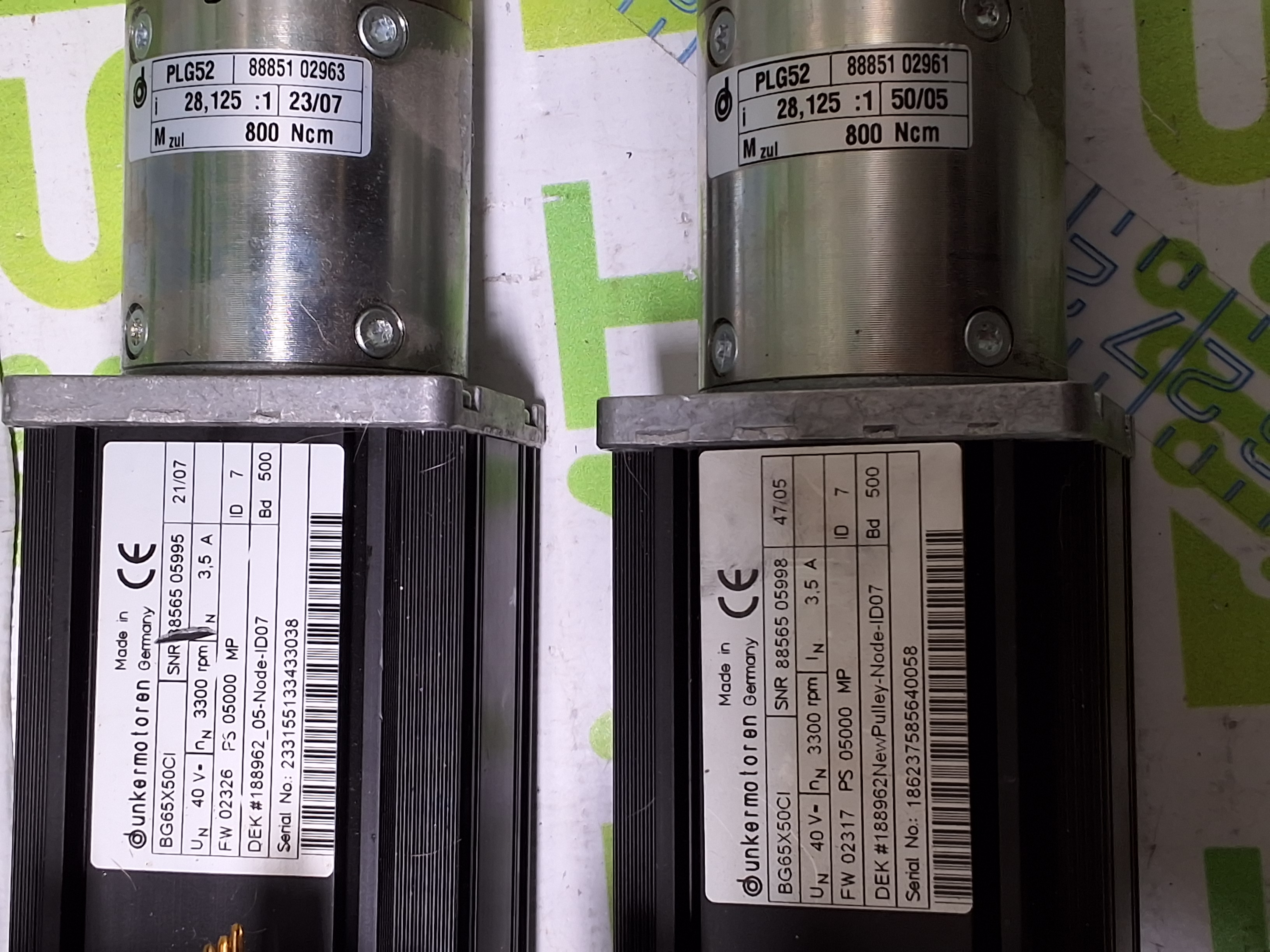 Used DUNKERMOTOREN BG65X50CI MOTOR W/ PLG52 REDUCTION HEAD