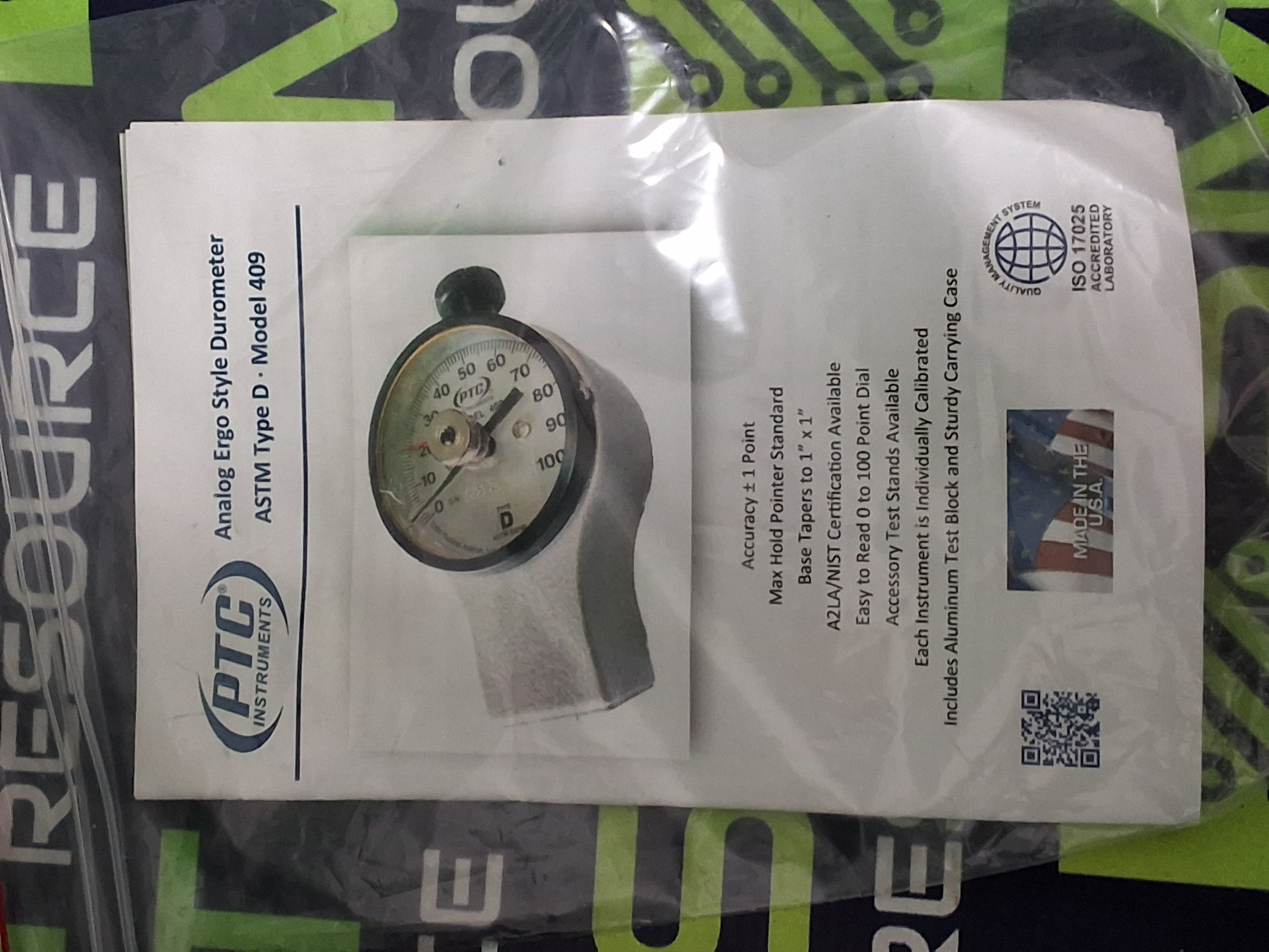 Used PTC INSTRUMENTS MODEL 409 TYPE D D2240 DUROMETER