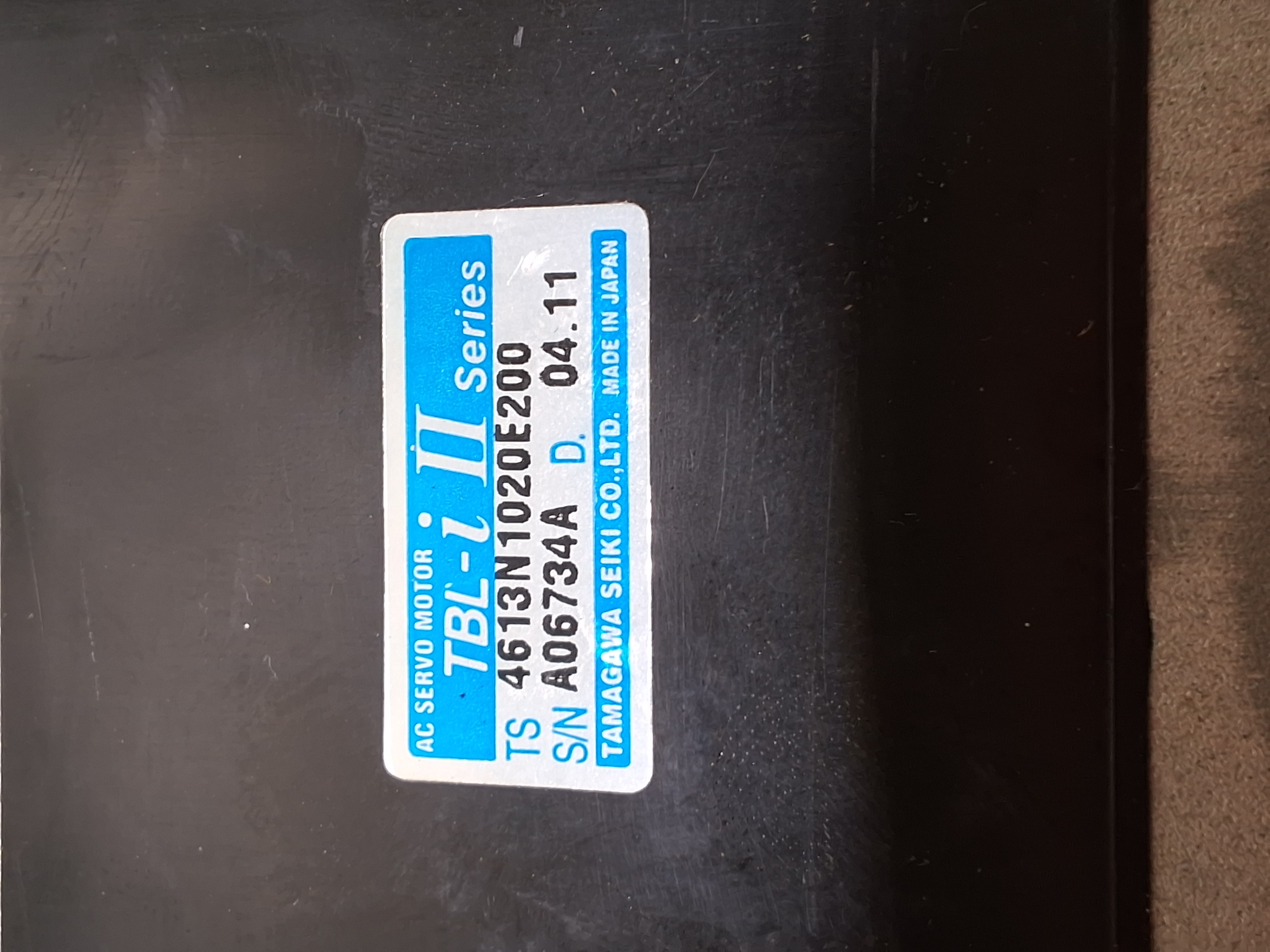 Used TAMAGAWA SEIKI CO. 4613N1020E200 AC SERVO MOTOR TBL-i 2 Series