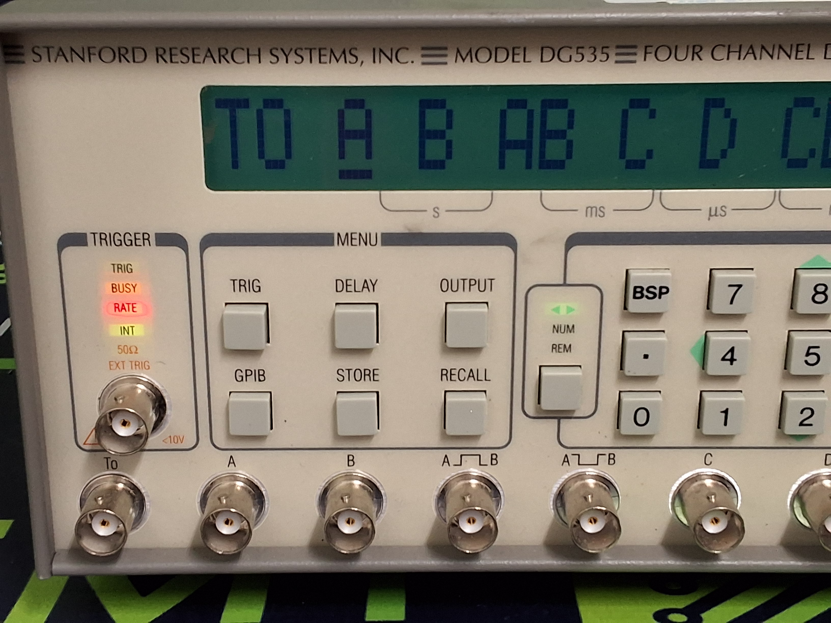 Used STANFORD RESEARCH SYSTEMS DG535 FOUR CHANNEL DIGITAL DELAY/PULSE GENERATOR