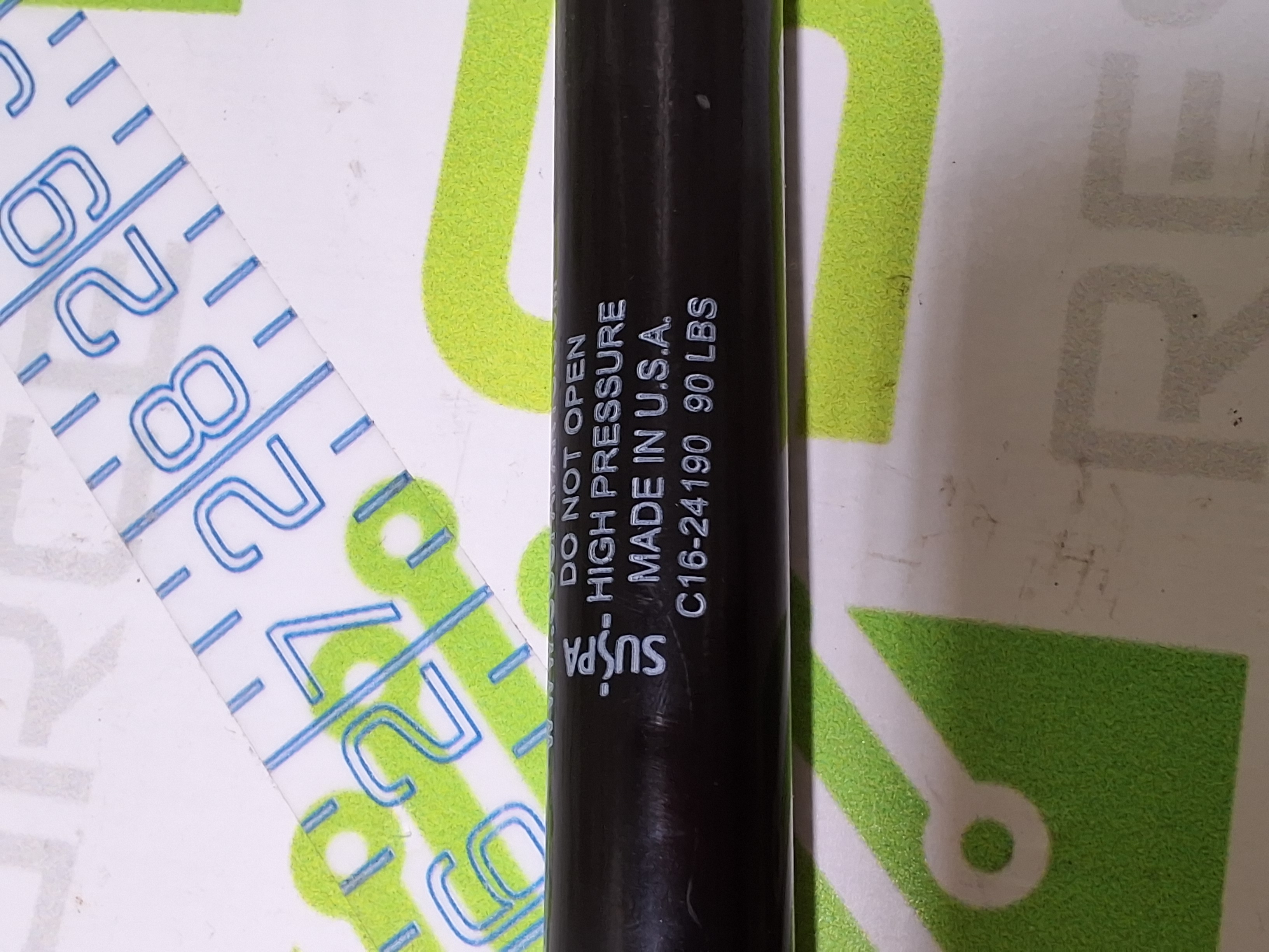 Used SUSPA C16-24190 HIGH PRESSURE 16" GAS SPRING - 90lbs LIMIT