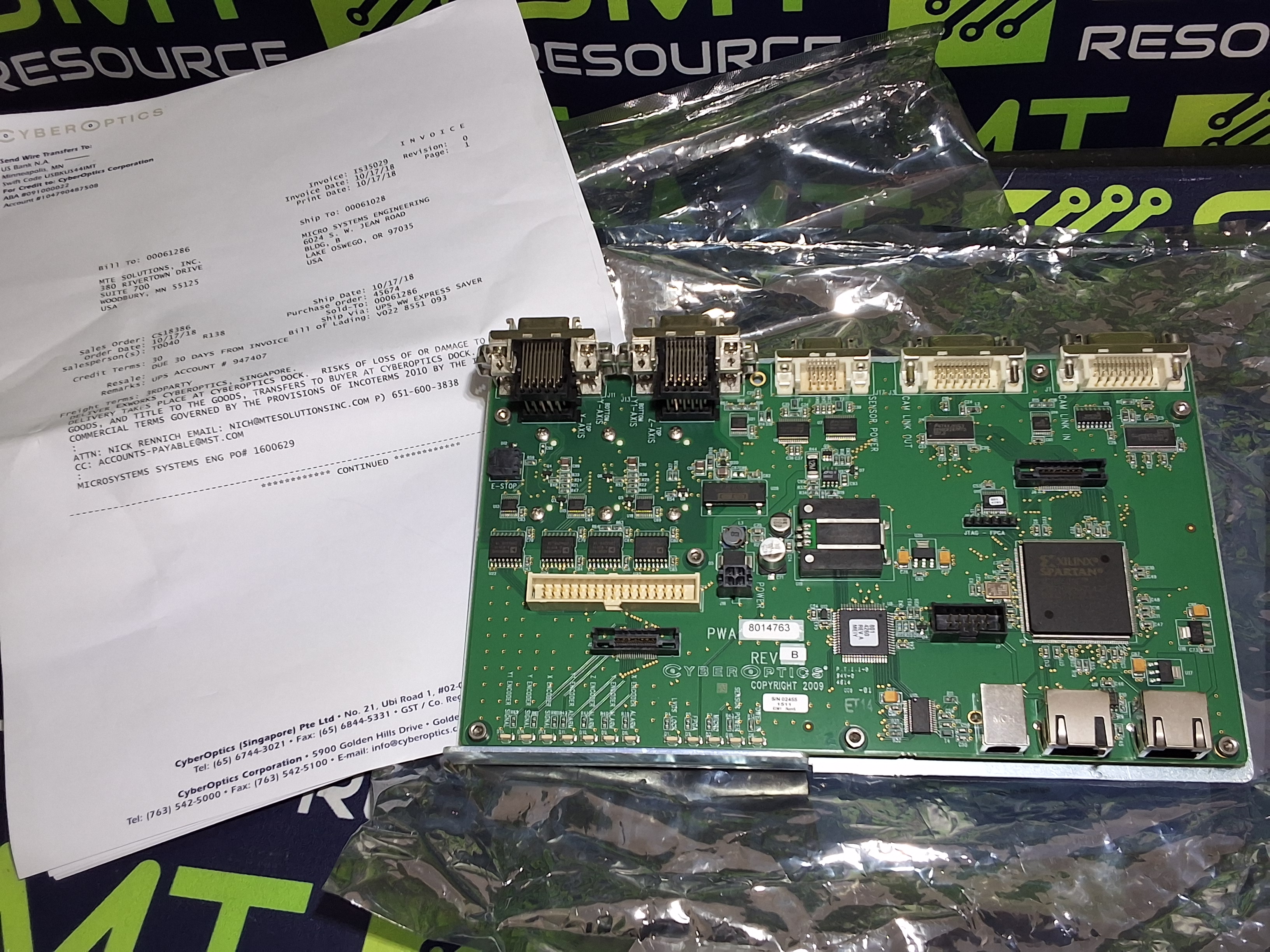 Used CYBEROPTICS SE500 MIDDLEMAN V2 8018986 PCB PWA8014763 REV B.