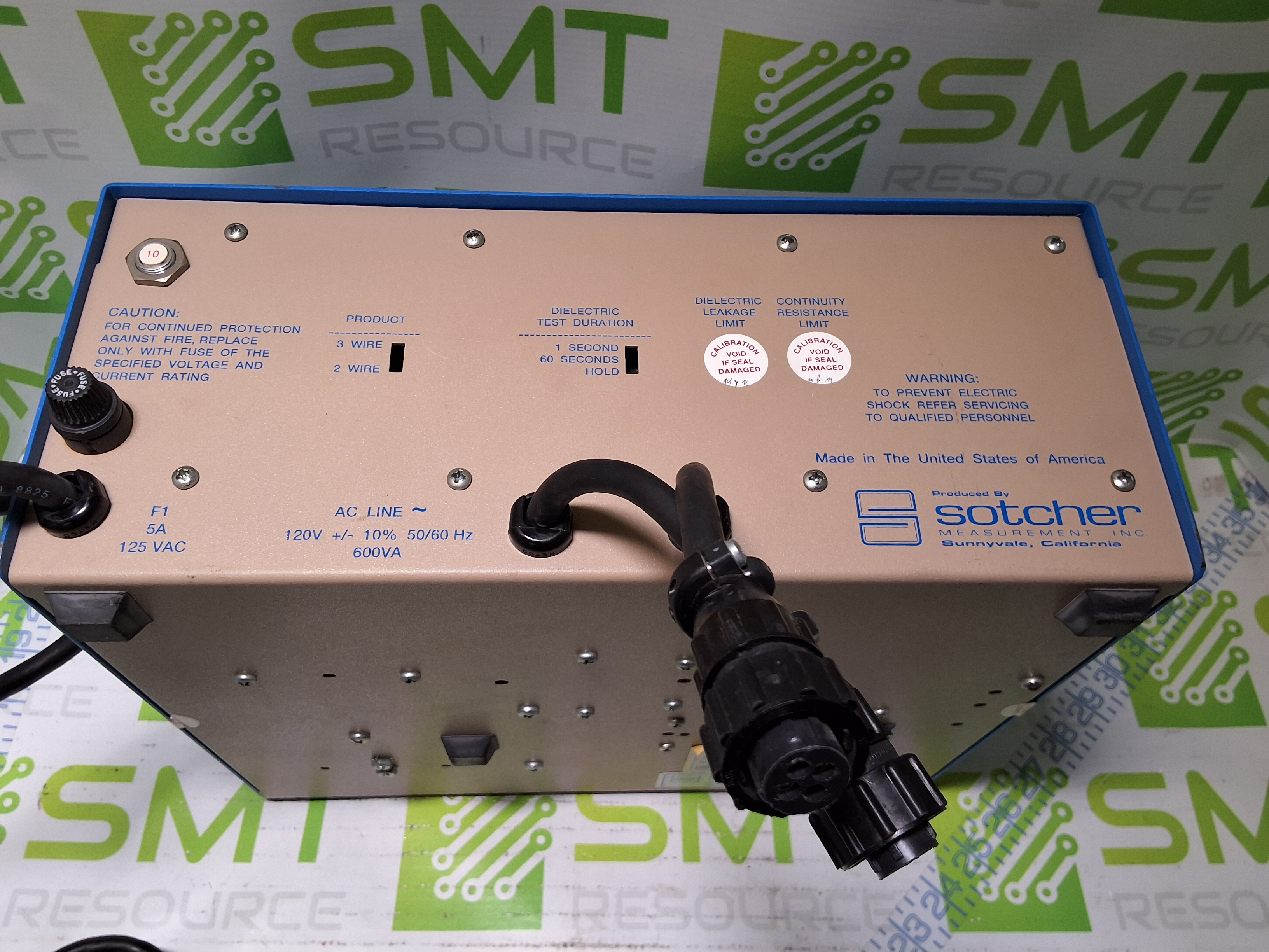 Used SOTCHER MEASUREMENT 568 HI-POT/CONTINUITY TESTER