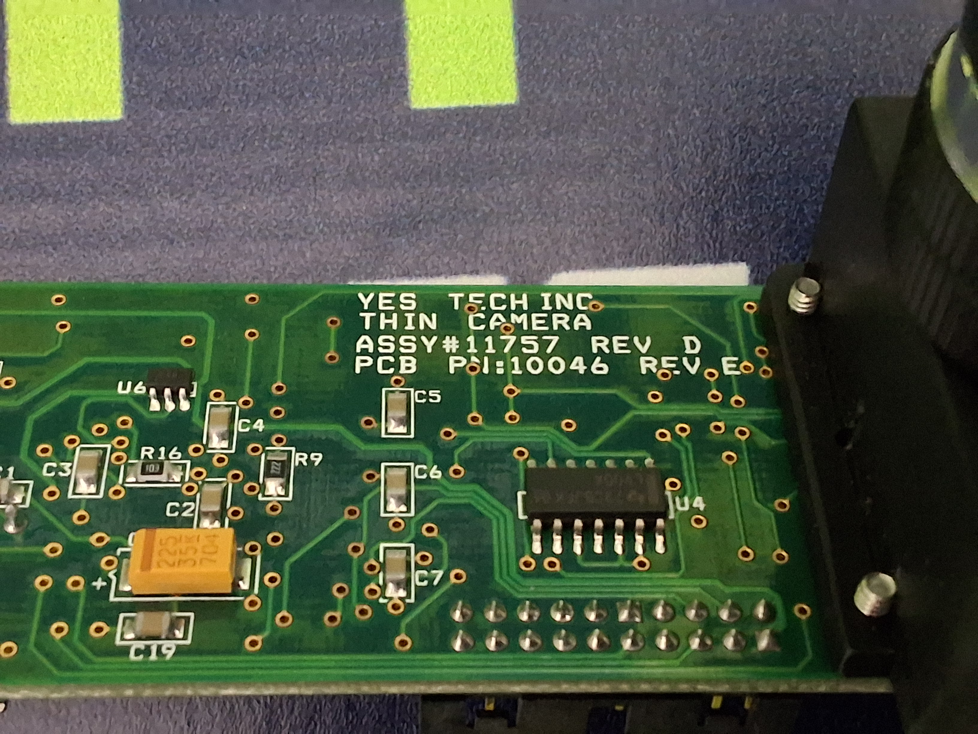 Used YesTech 10046 / 11757 THIN CCD CAMERA ASSEMBLY WITH 50mm LENS
