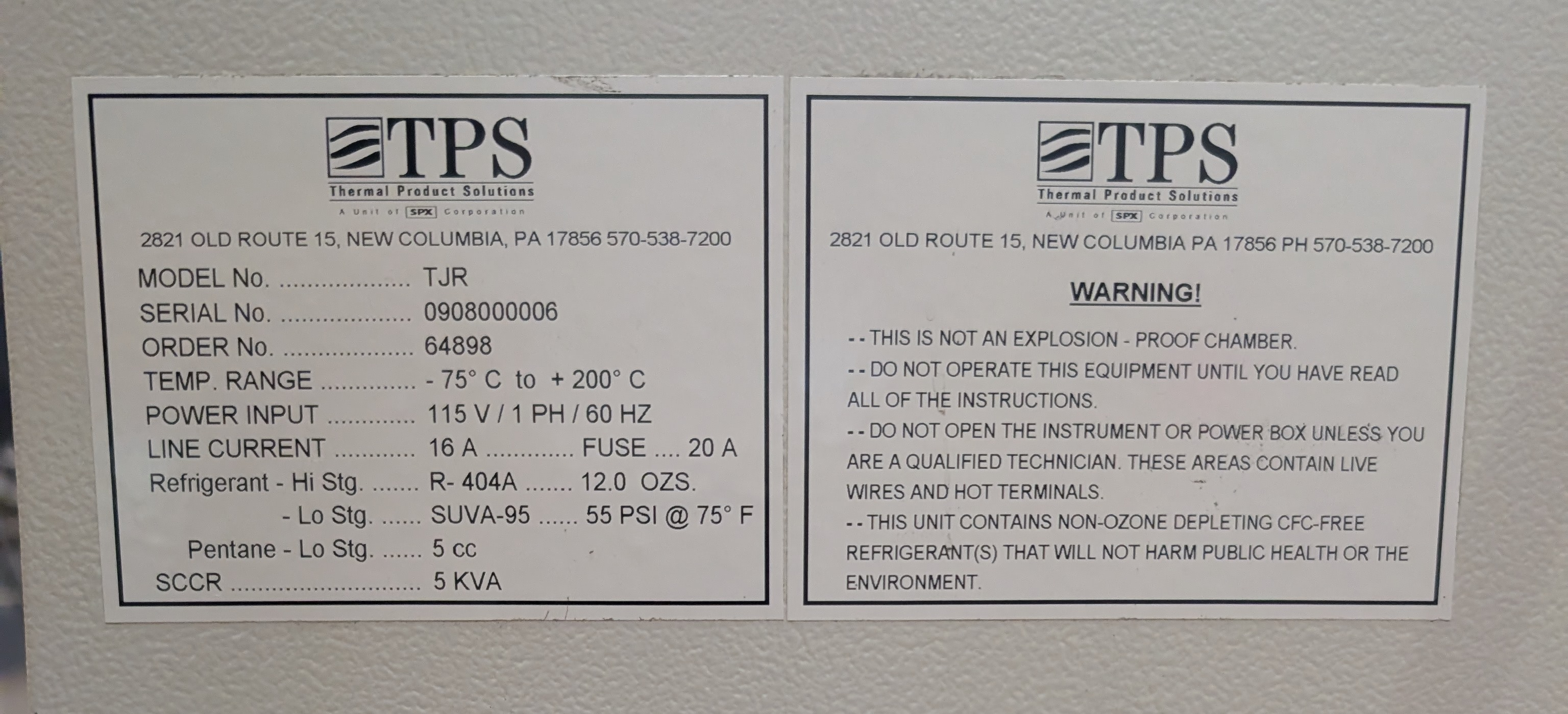 Used TPS BLUE M Tenney TJR