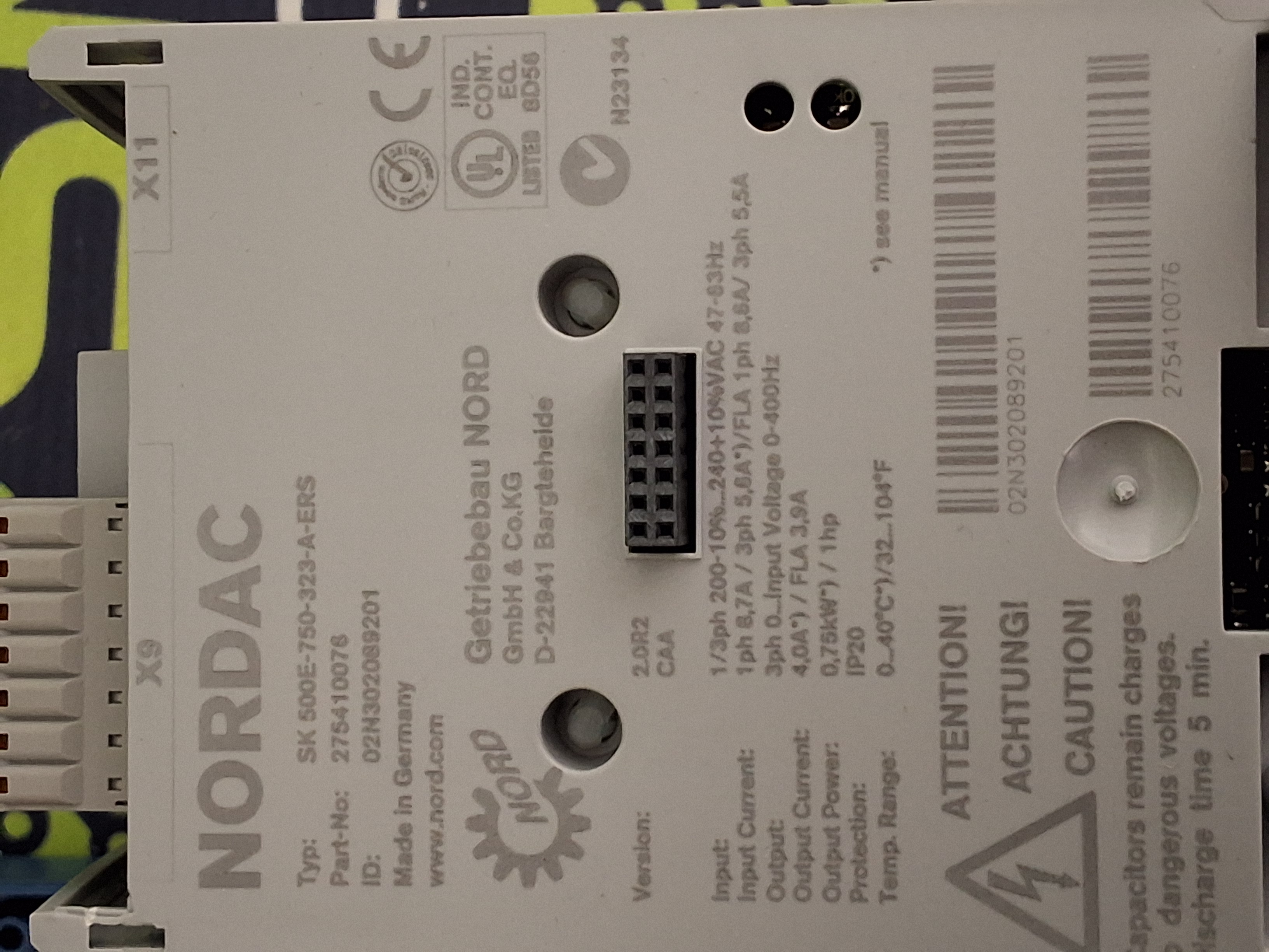 NORDAC SK 500E-750-323-A-ERS FREQUENCY INVERTER - BRAND NEW