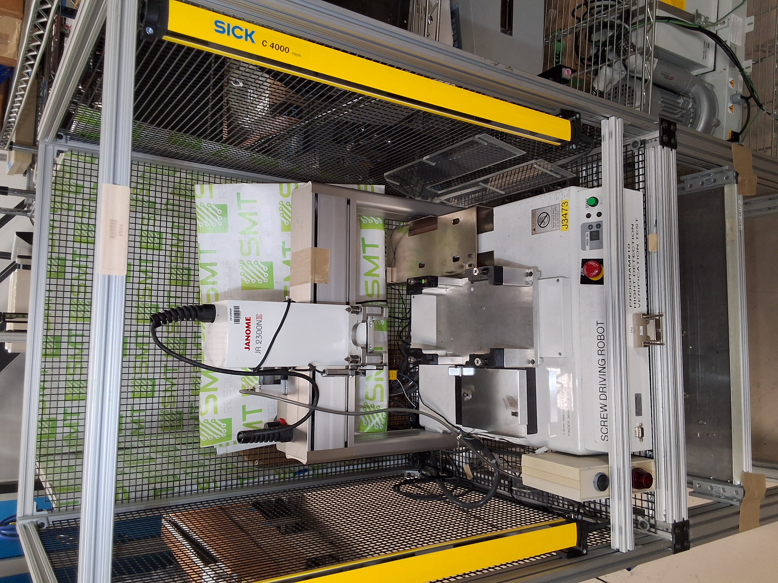 Used JANOME JR 2300NE SCREW DRIVING ROBOT DISPENSING SYSTEM WITH ROLLING CAGE JR2303NE